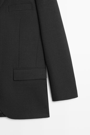 Three-button wool blazer — DARK GREY 7