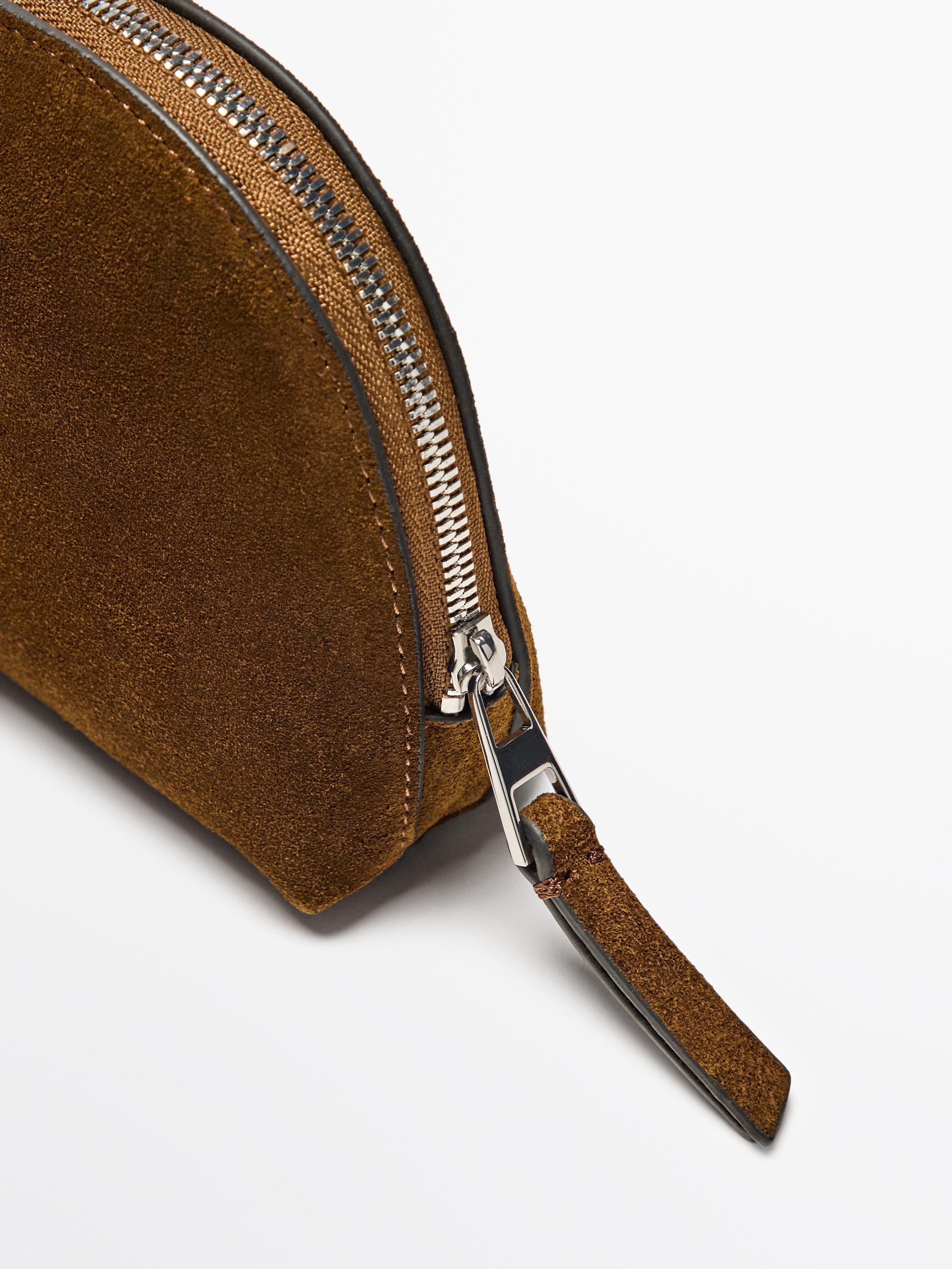 Small split leather toiletry bag