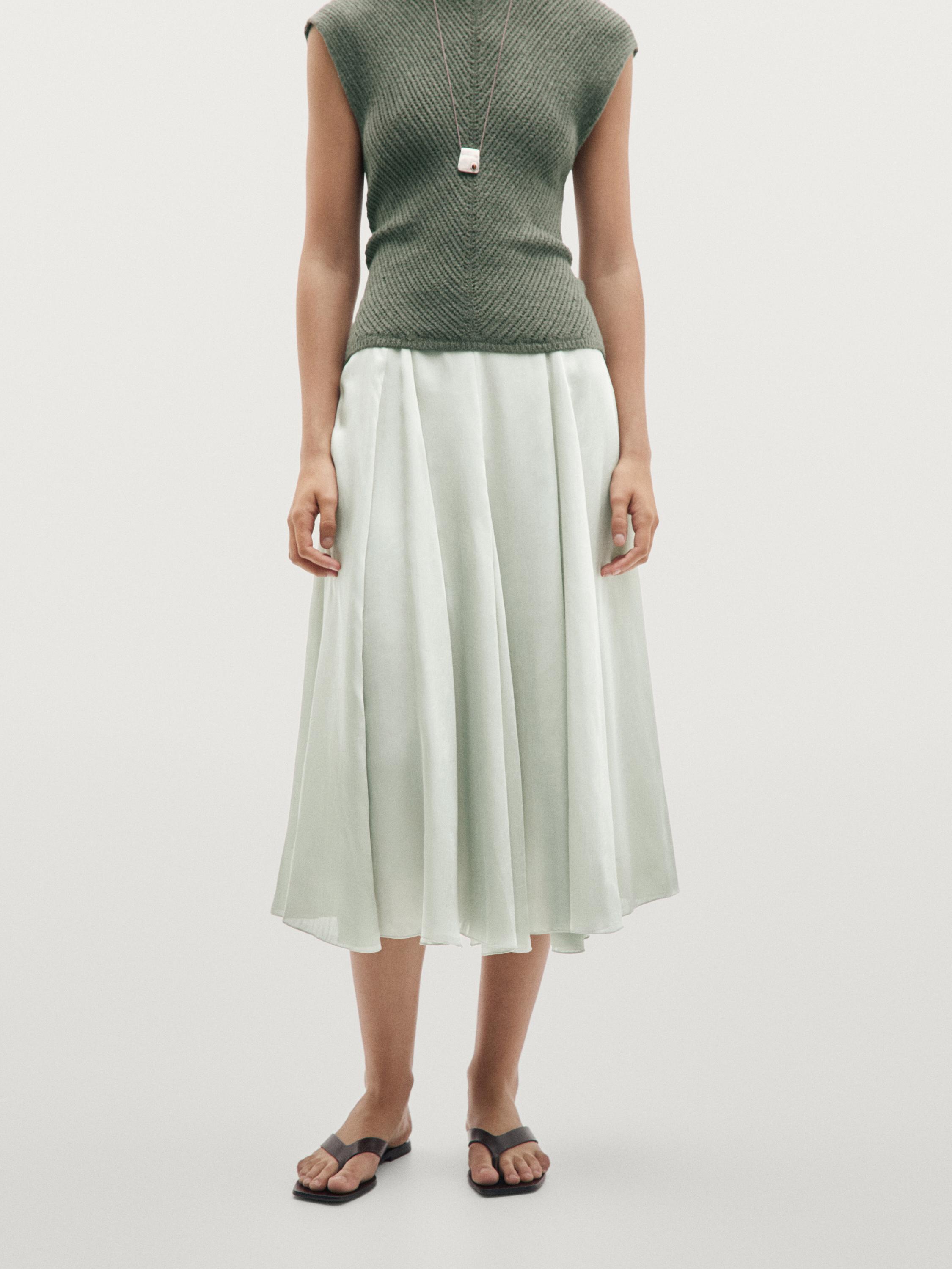 Flowing flared midi skirt