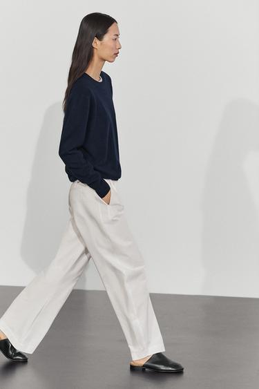 Wool blend crew neck knit sweater — NAVY BLUE 5