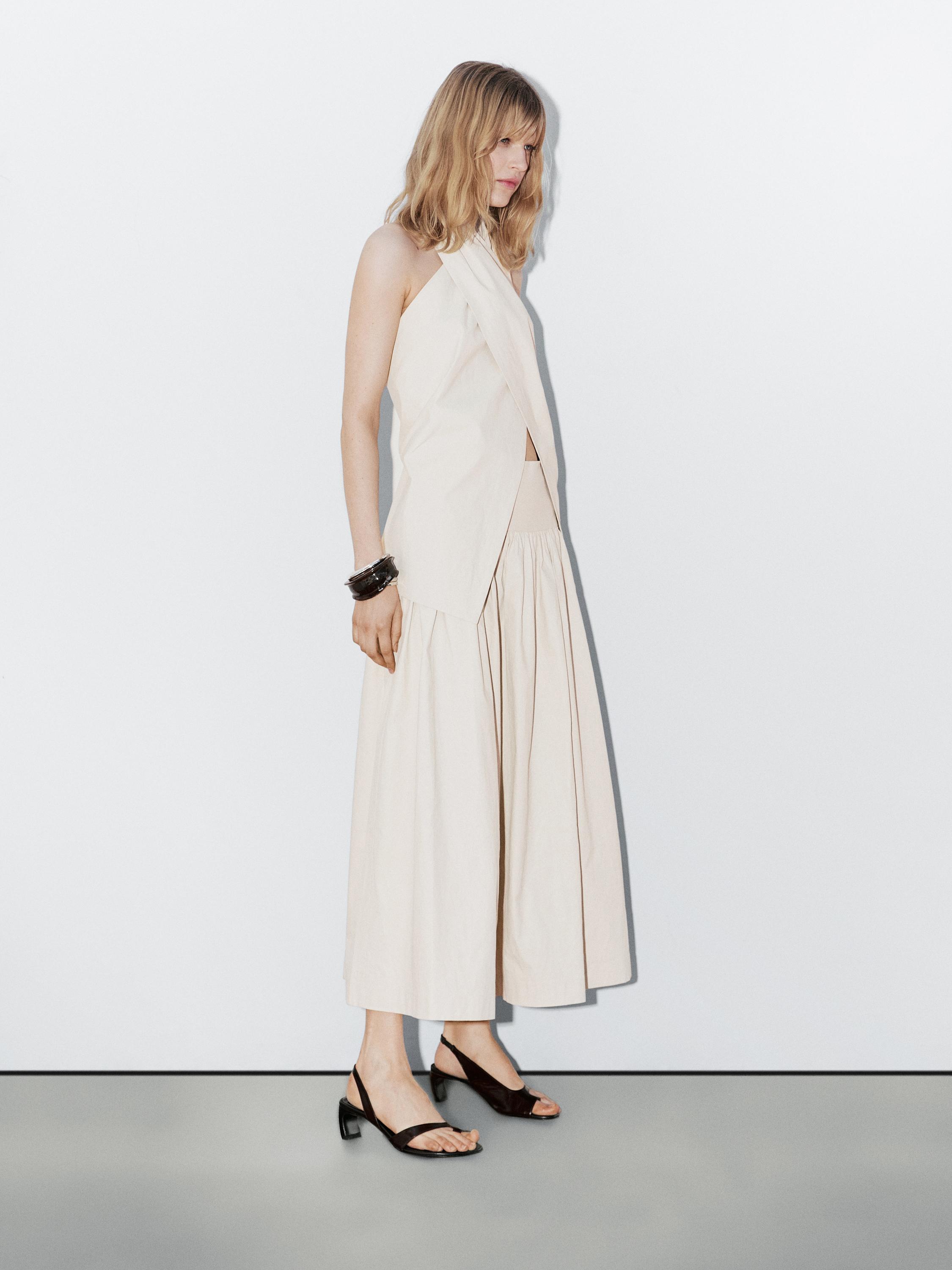 Gonna a costine midi 100% lino - Studio