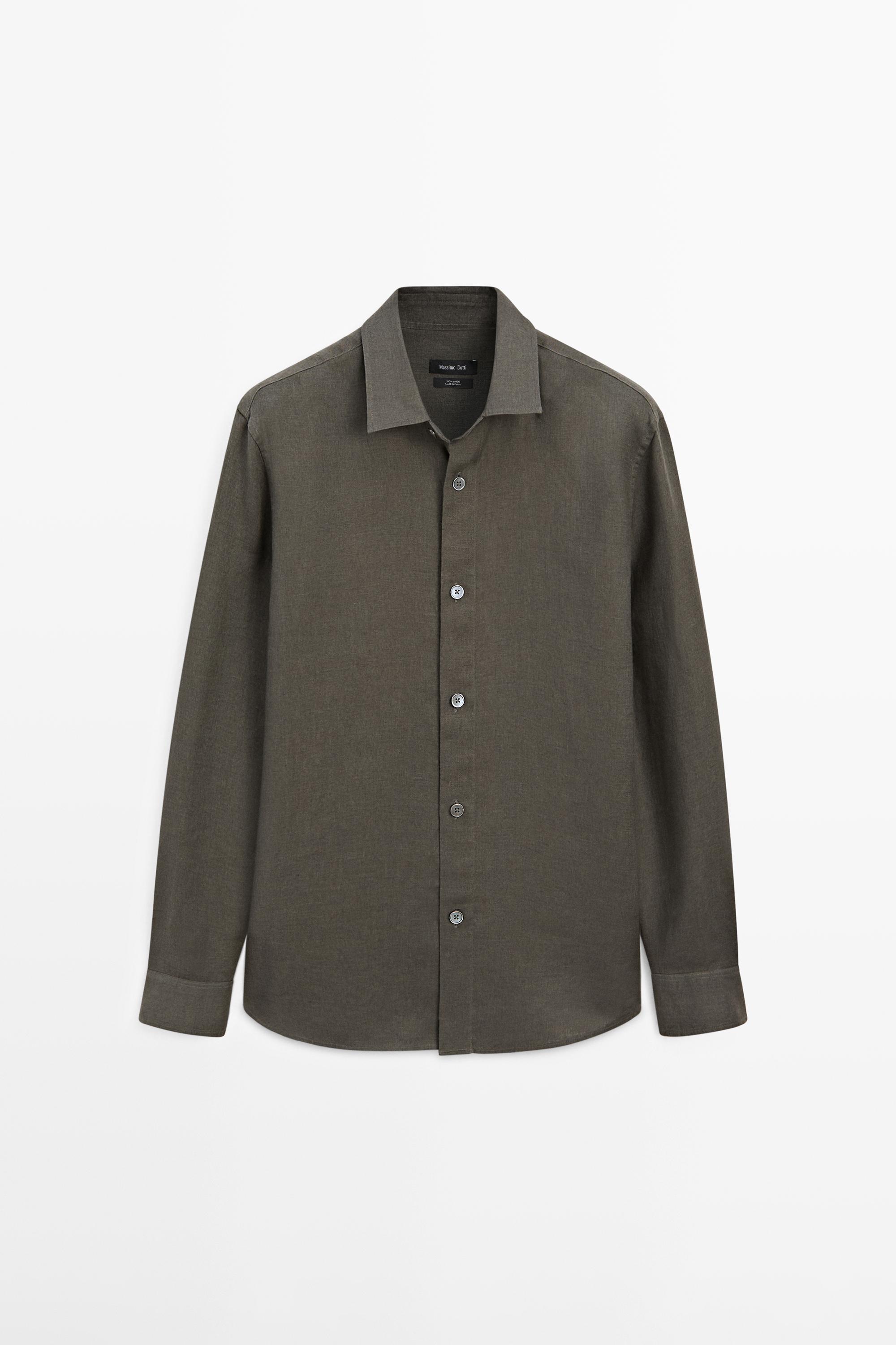 Camicia regular fit 100% lino pesante
