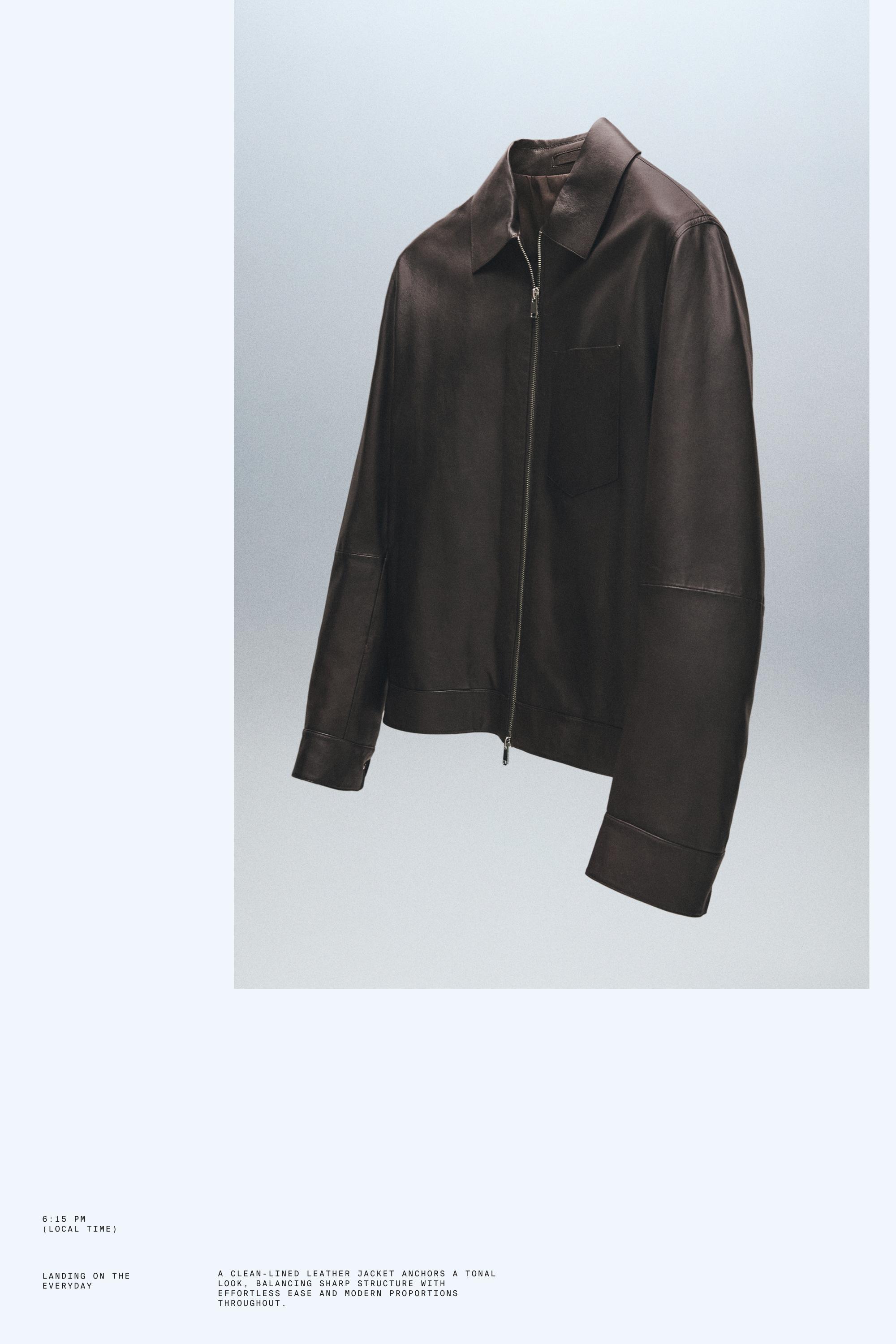Nappa leather jacket with pocket — BROWN