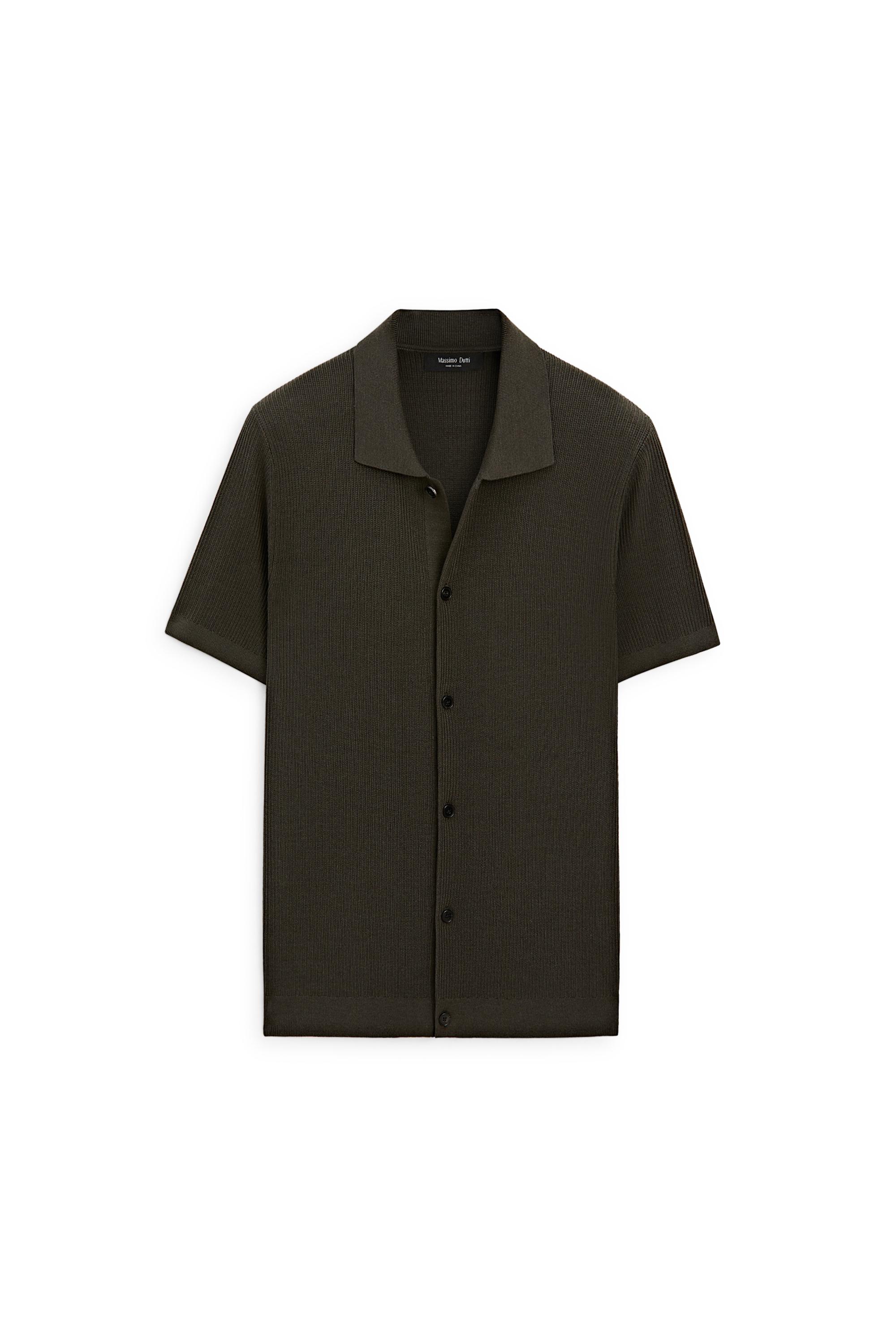 Cotton blend polo shirt with button detail — Greyish green