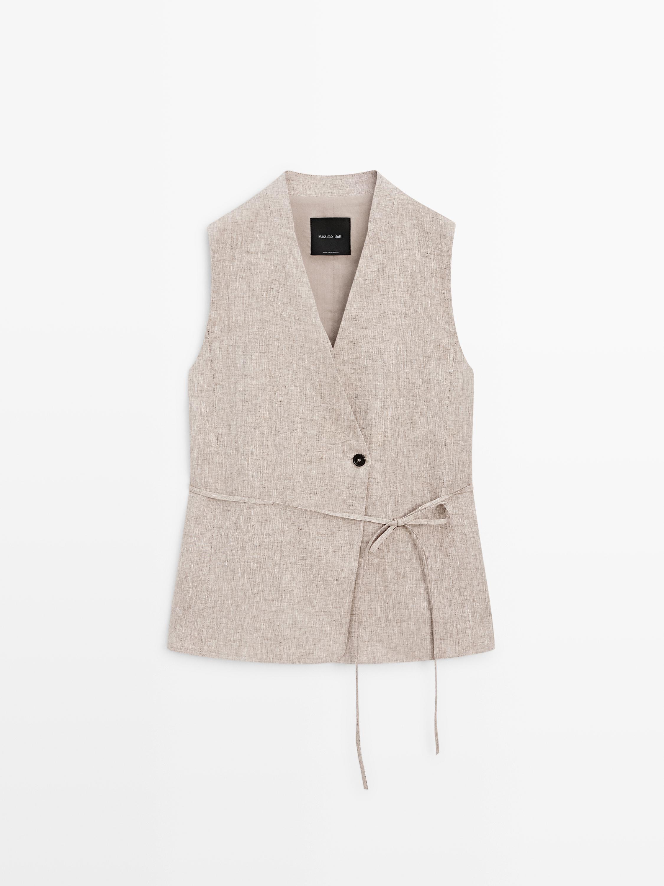 Double-breasted suit waistcoat — BEIGE