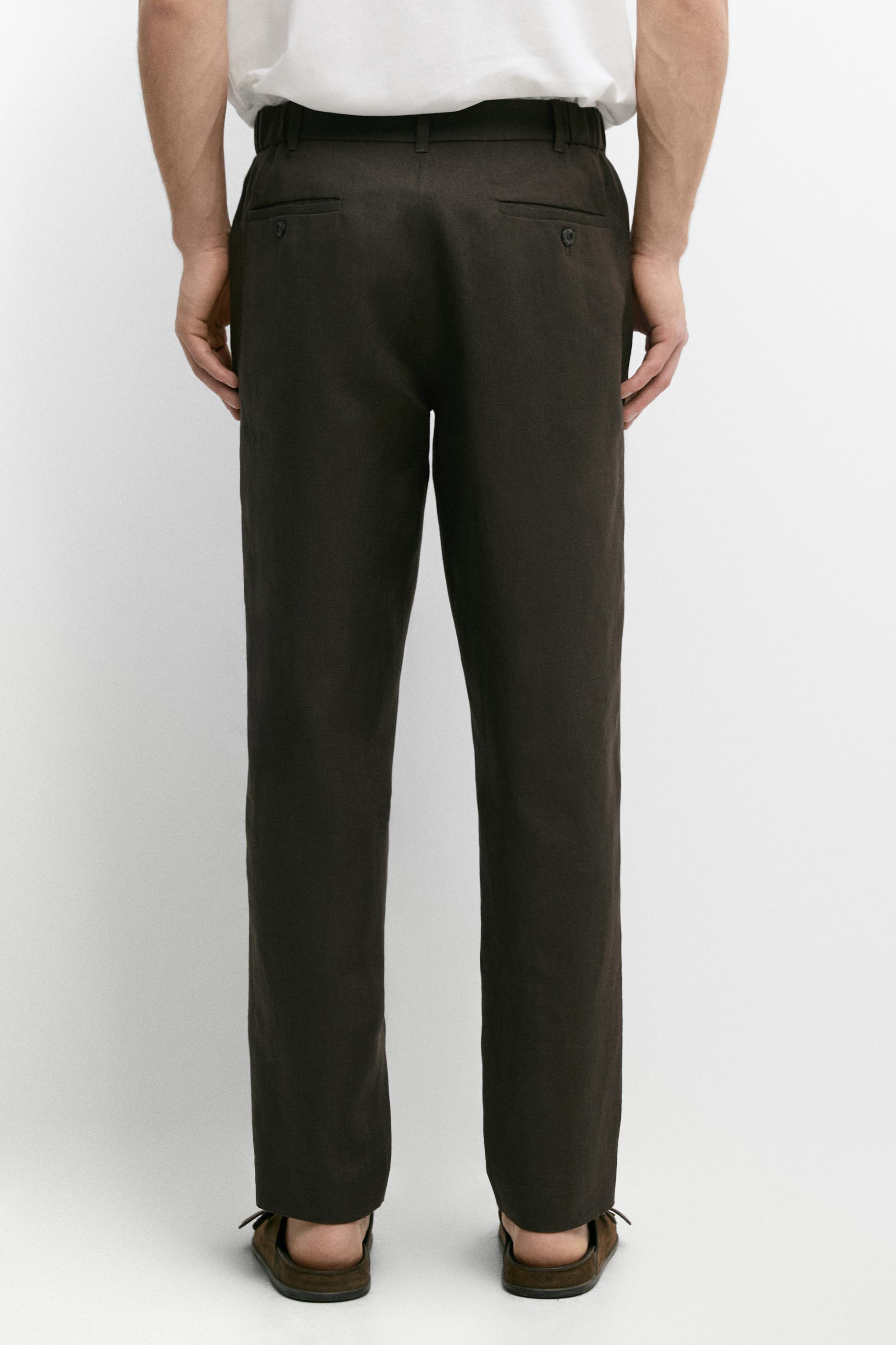 Tapered fit linen pants — GREEN
