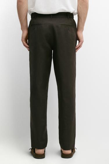 Tapered fit linen pants — GREEN 5