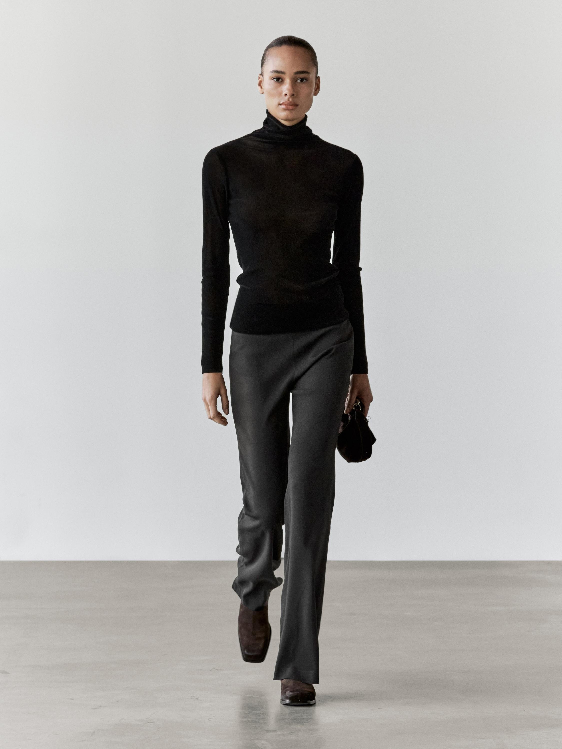 Semi-sheer long sleeve T-shirt