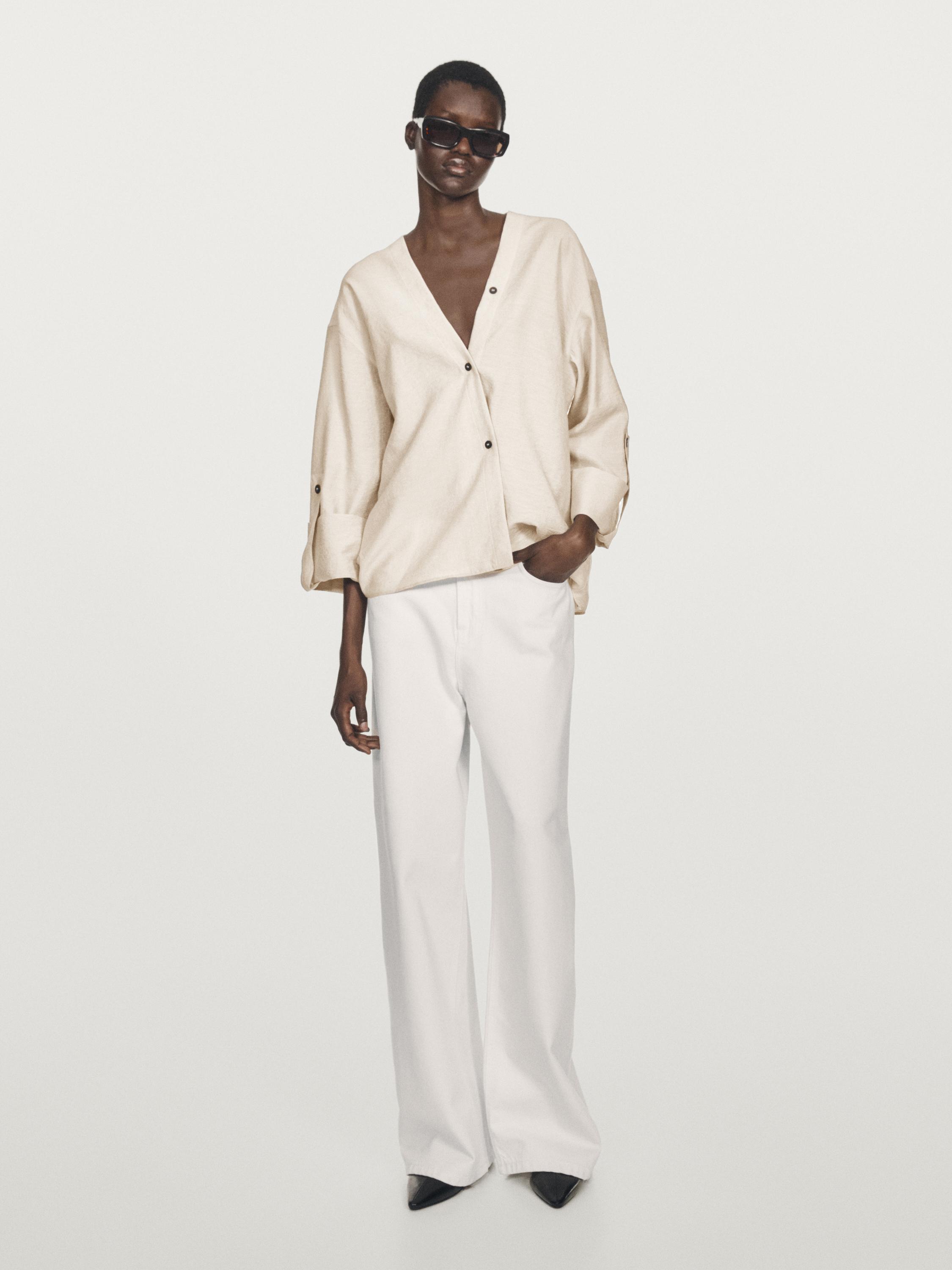 Shirt with rolled-up sleeves