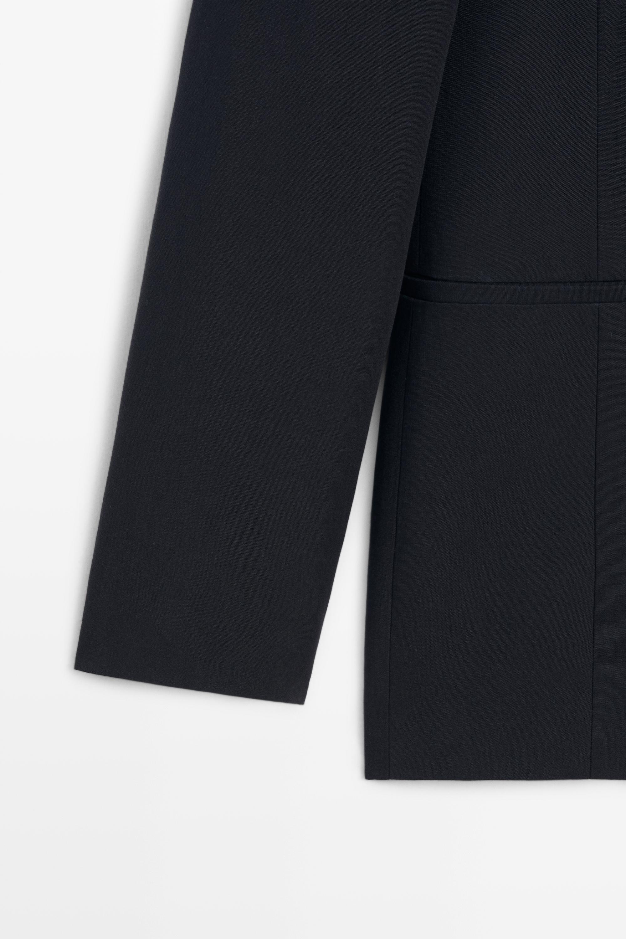 Flowy button-detail blazer — NAVY BLUE