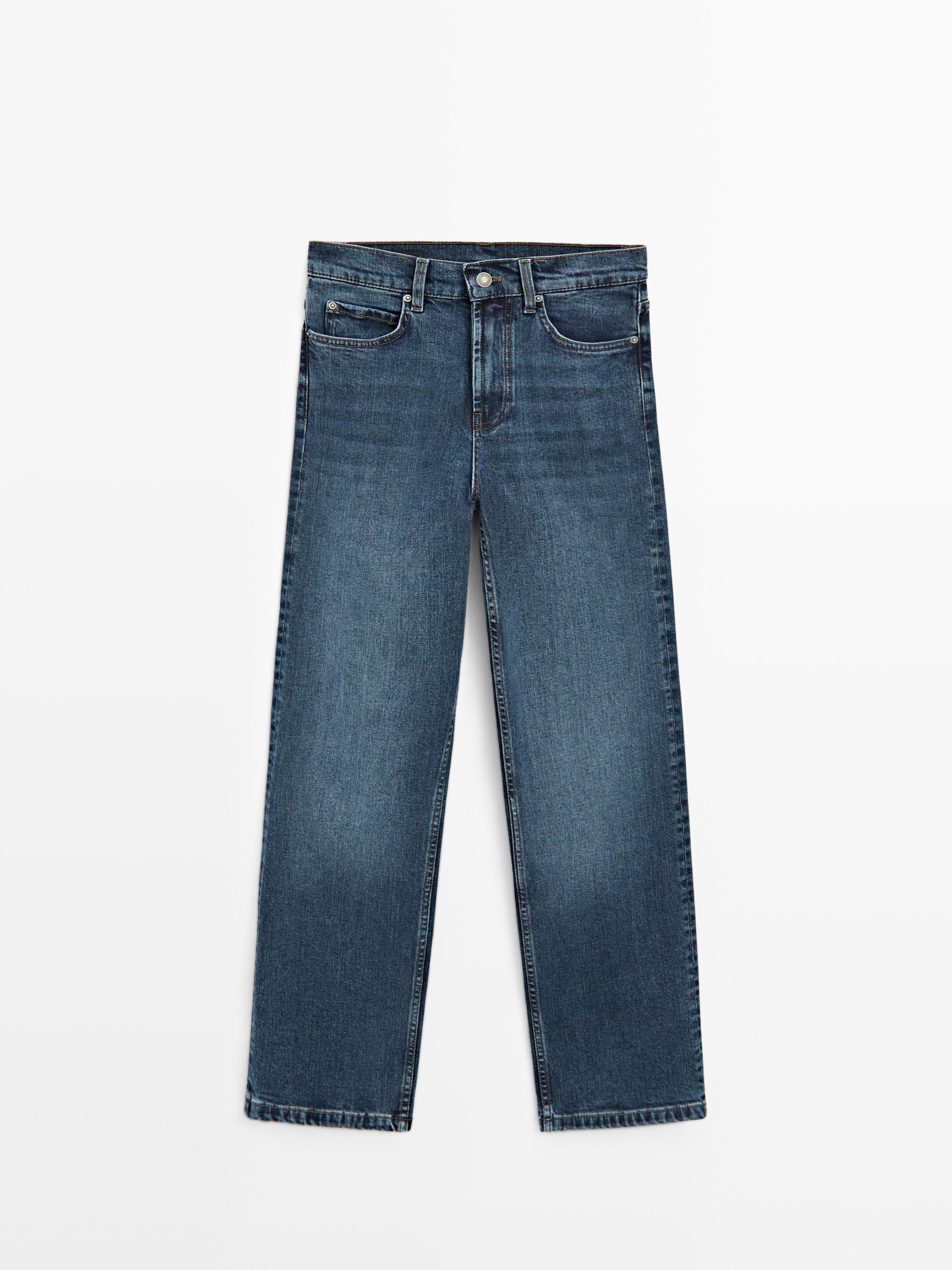 Mid-rise straight-leg jeans — MEDIUM BLUE