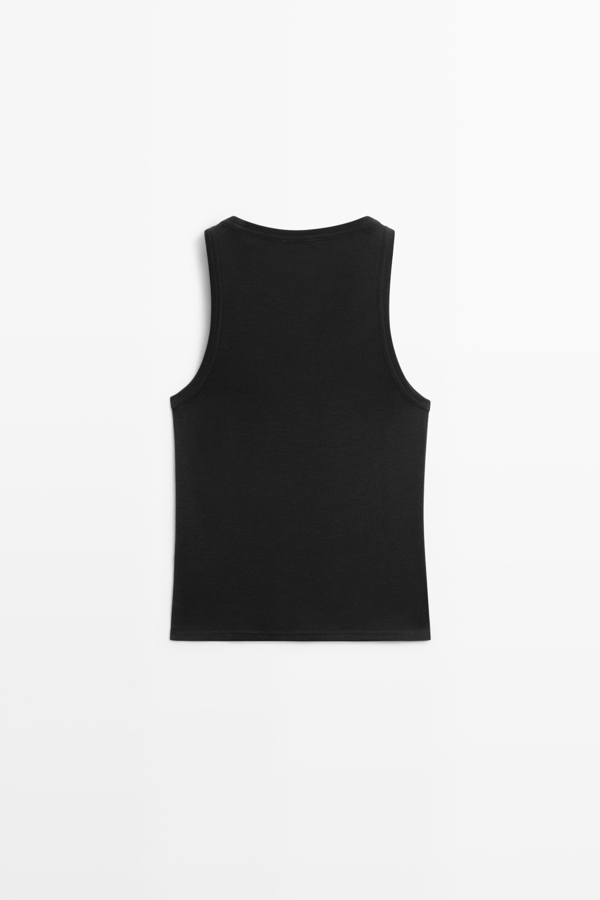 Sleeveless 100% cotton T-shirt — BLACK