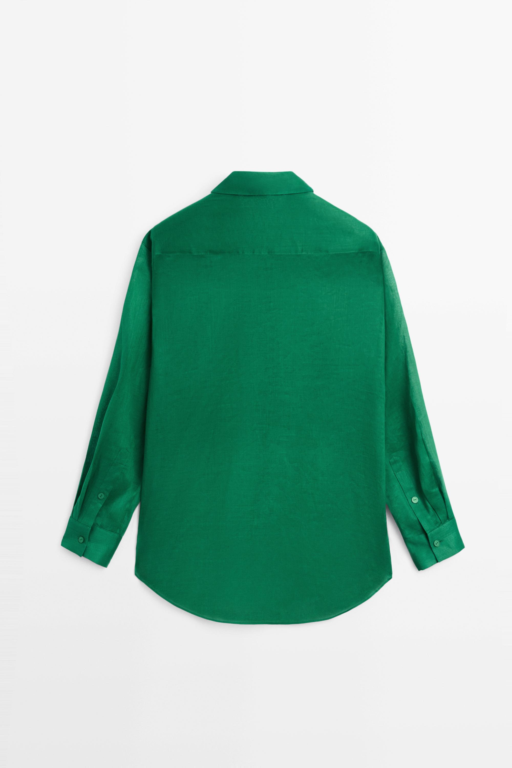 100% ramie flowing long shirt — GREEN