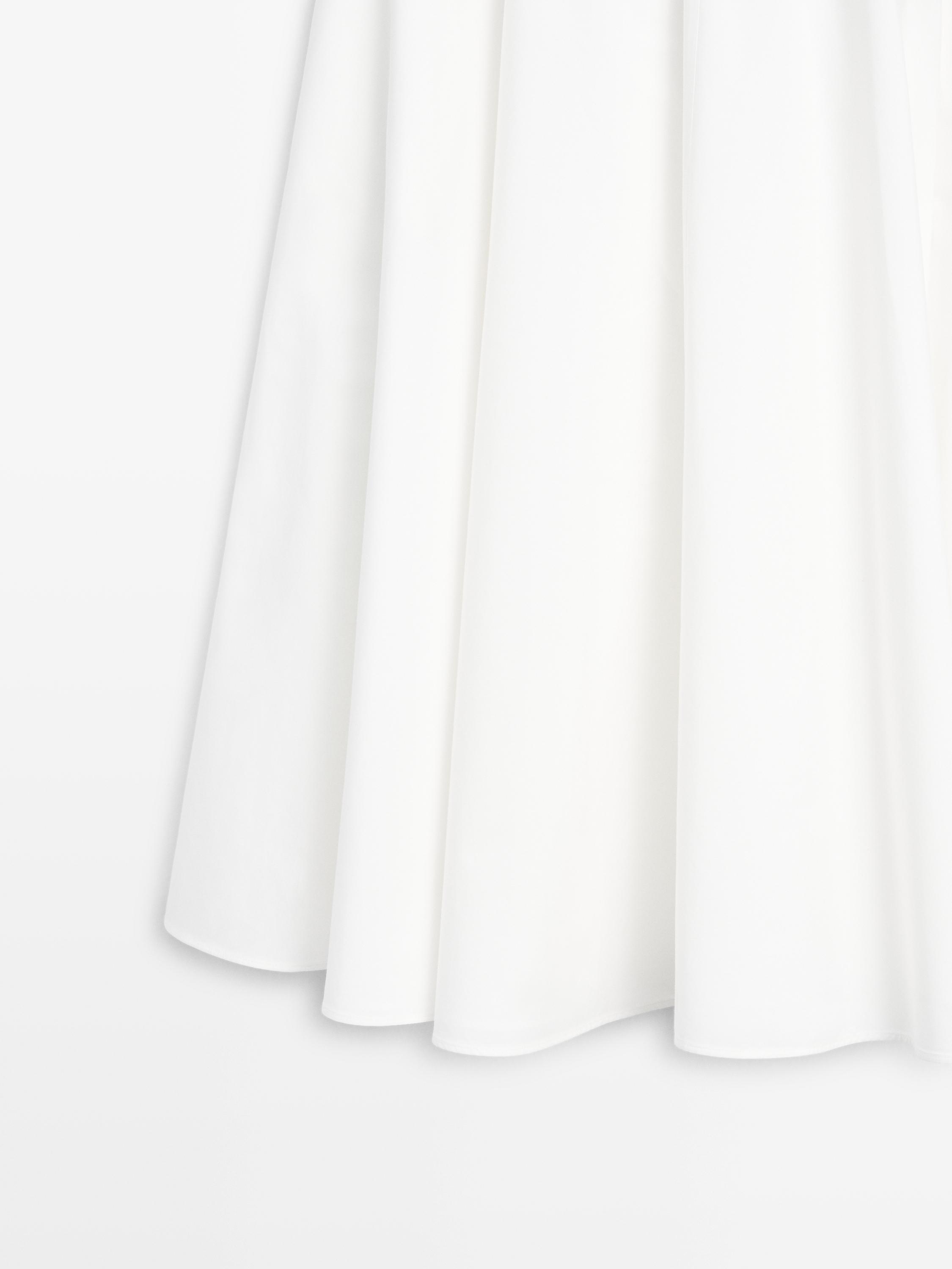 100% cotton midi skirt with yoke detail — WHITE