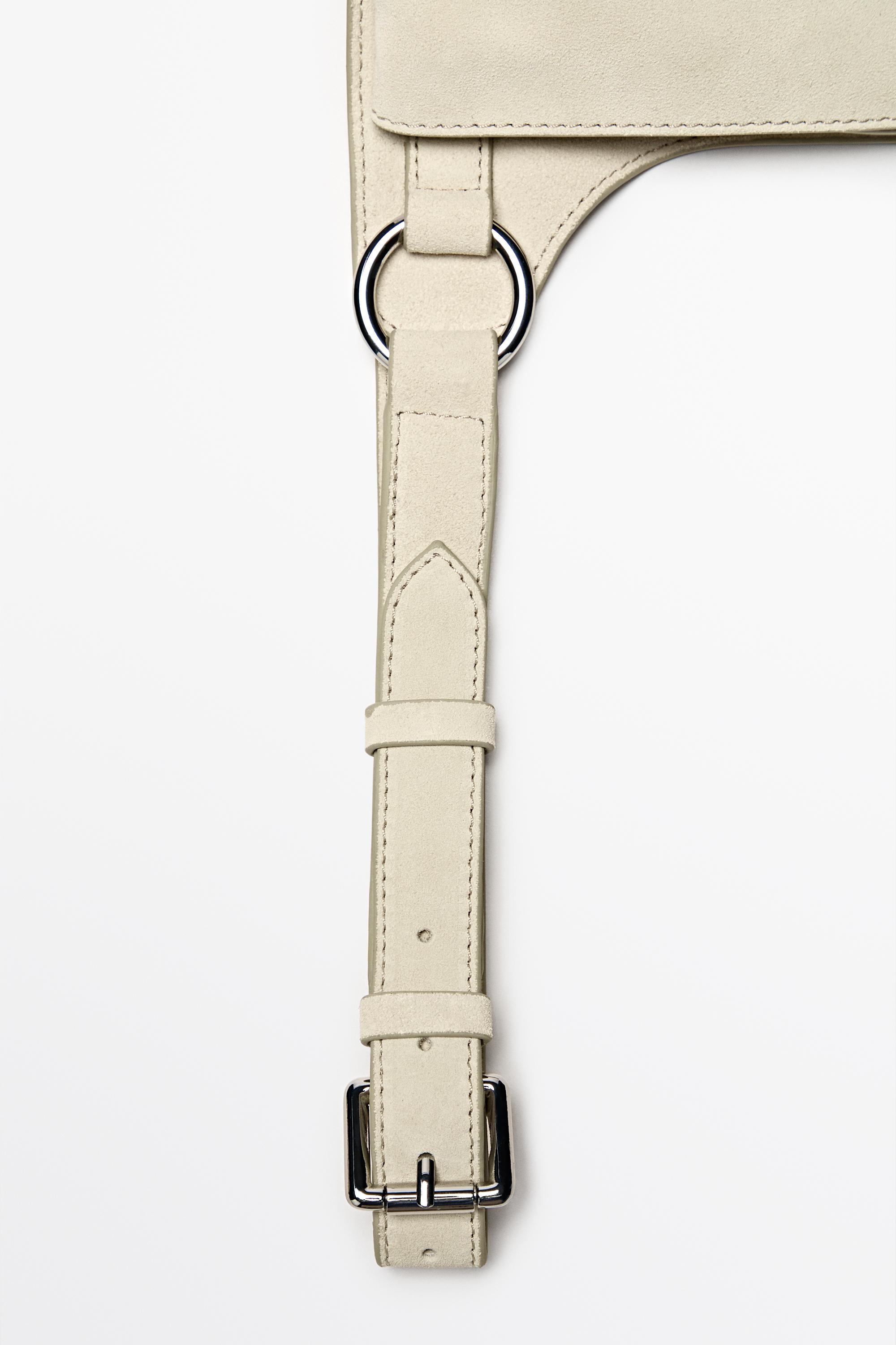 Split leather double compartment belt bag — Off white