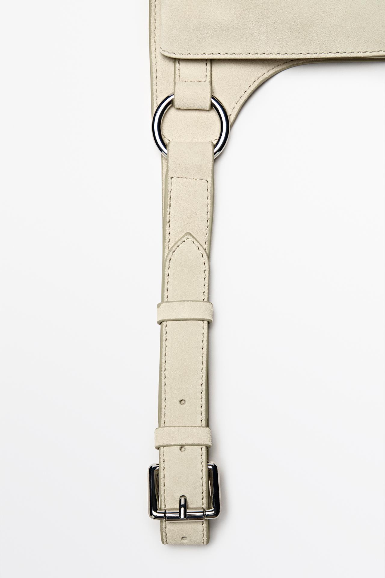 Split leather double compartment belt bag — Off white