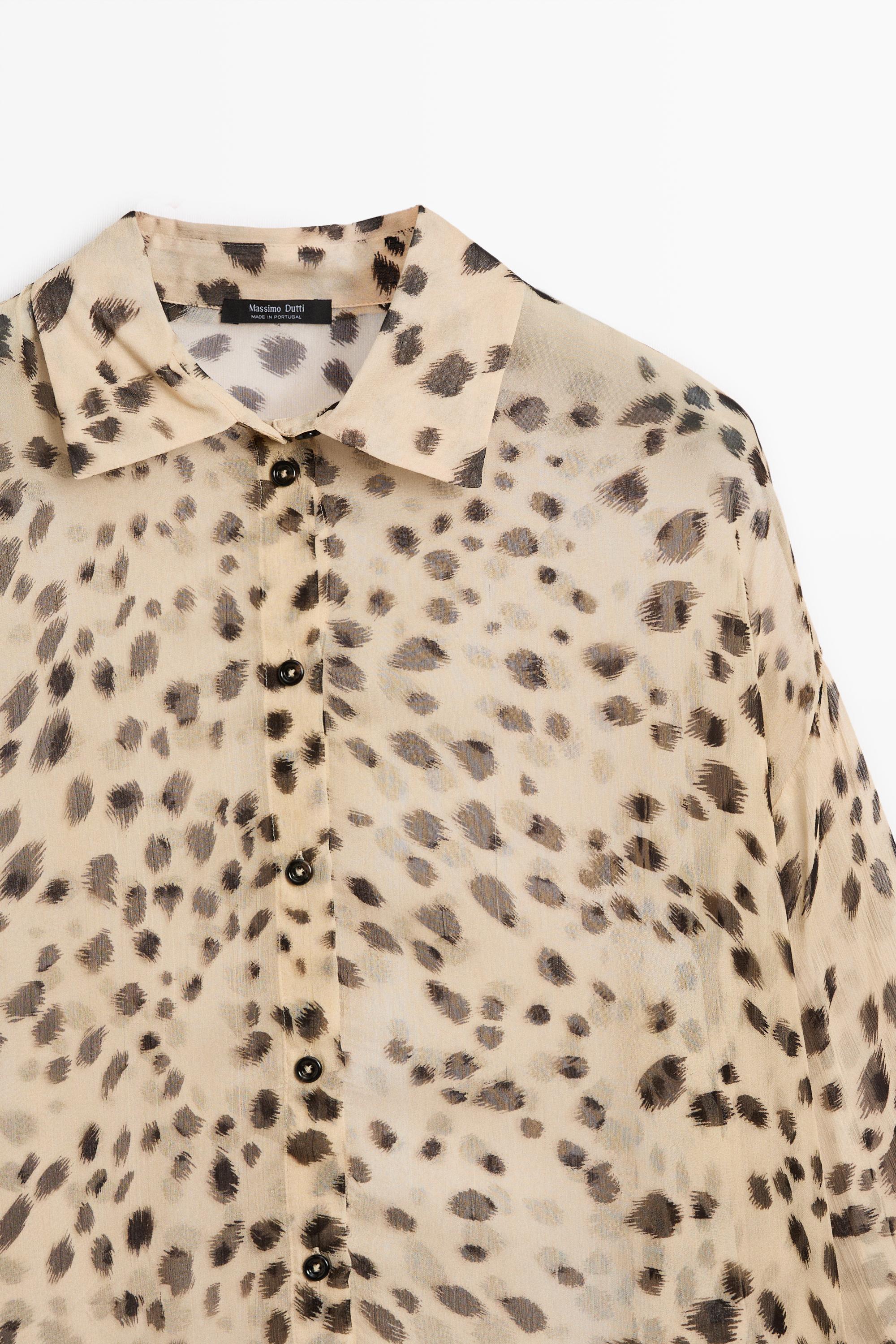 Animal print flowing shirt — SAND BROWN