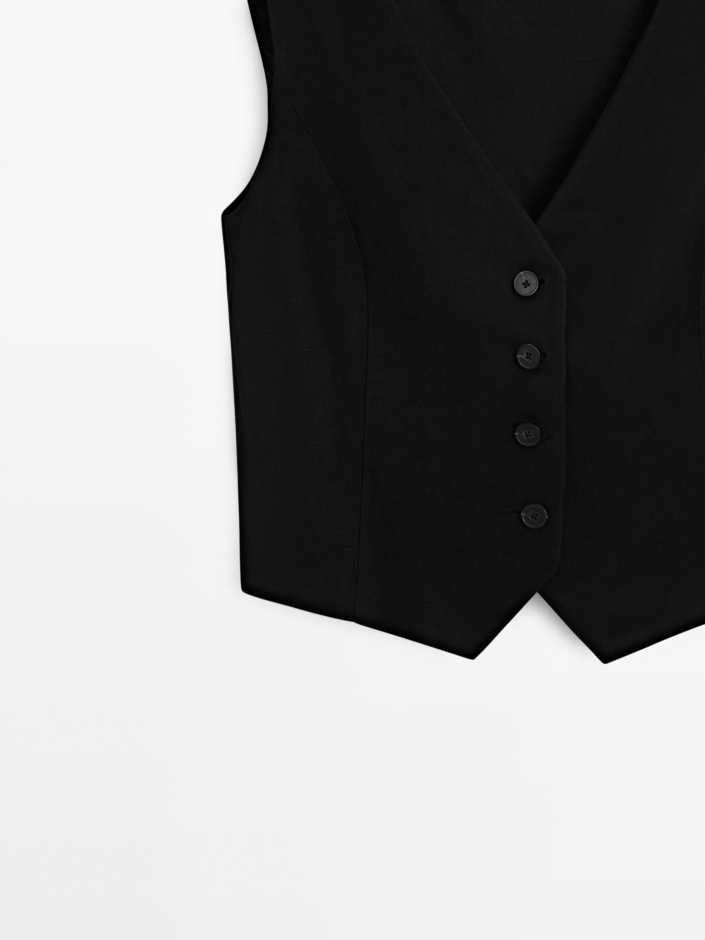 Cropped V-neckline waistcoat