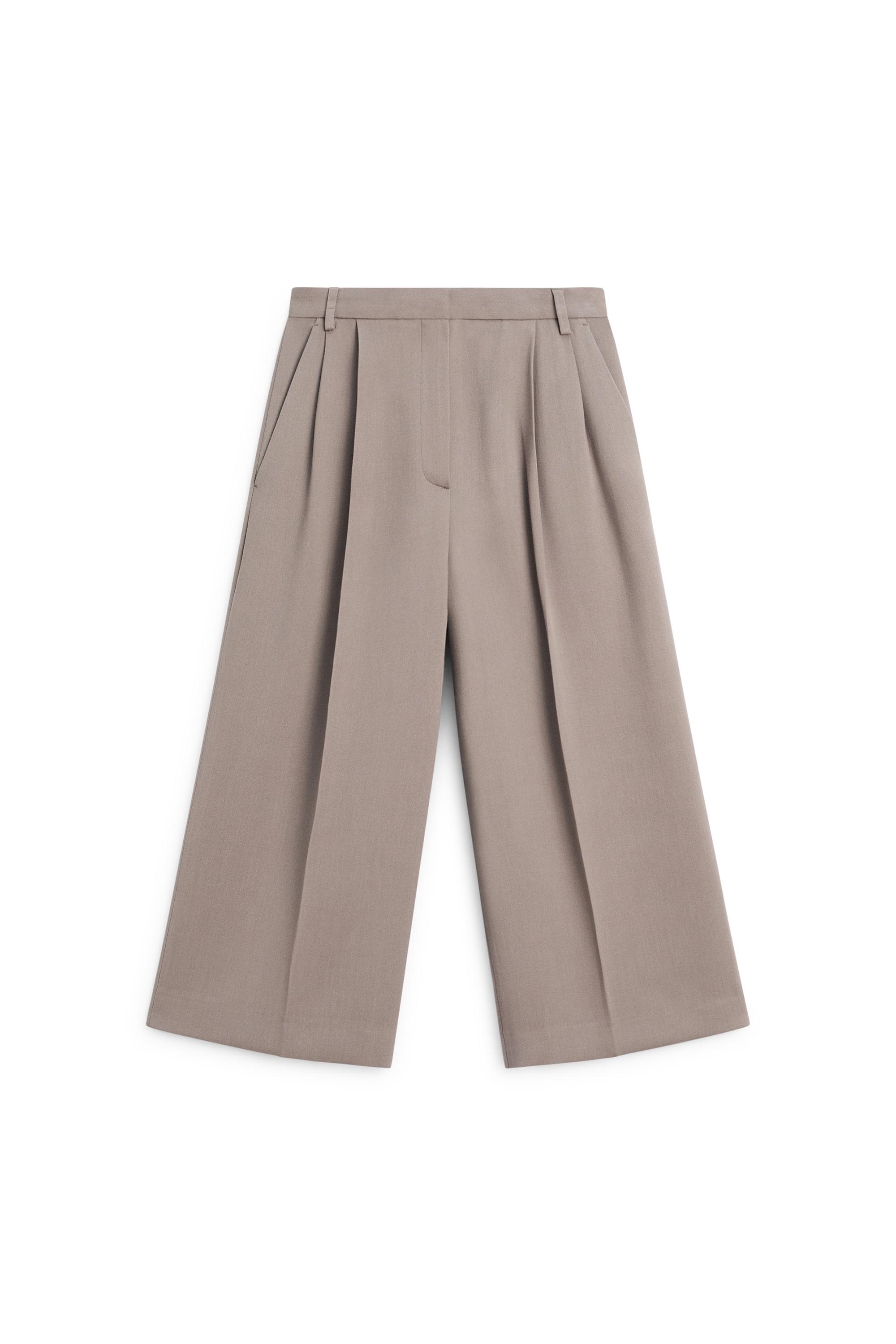 Flowing long wide-leg Bermuda shorts — MOLE BROWN