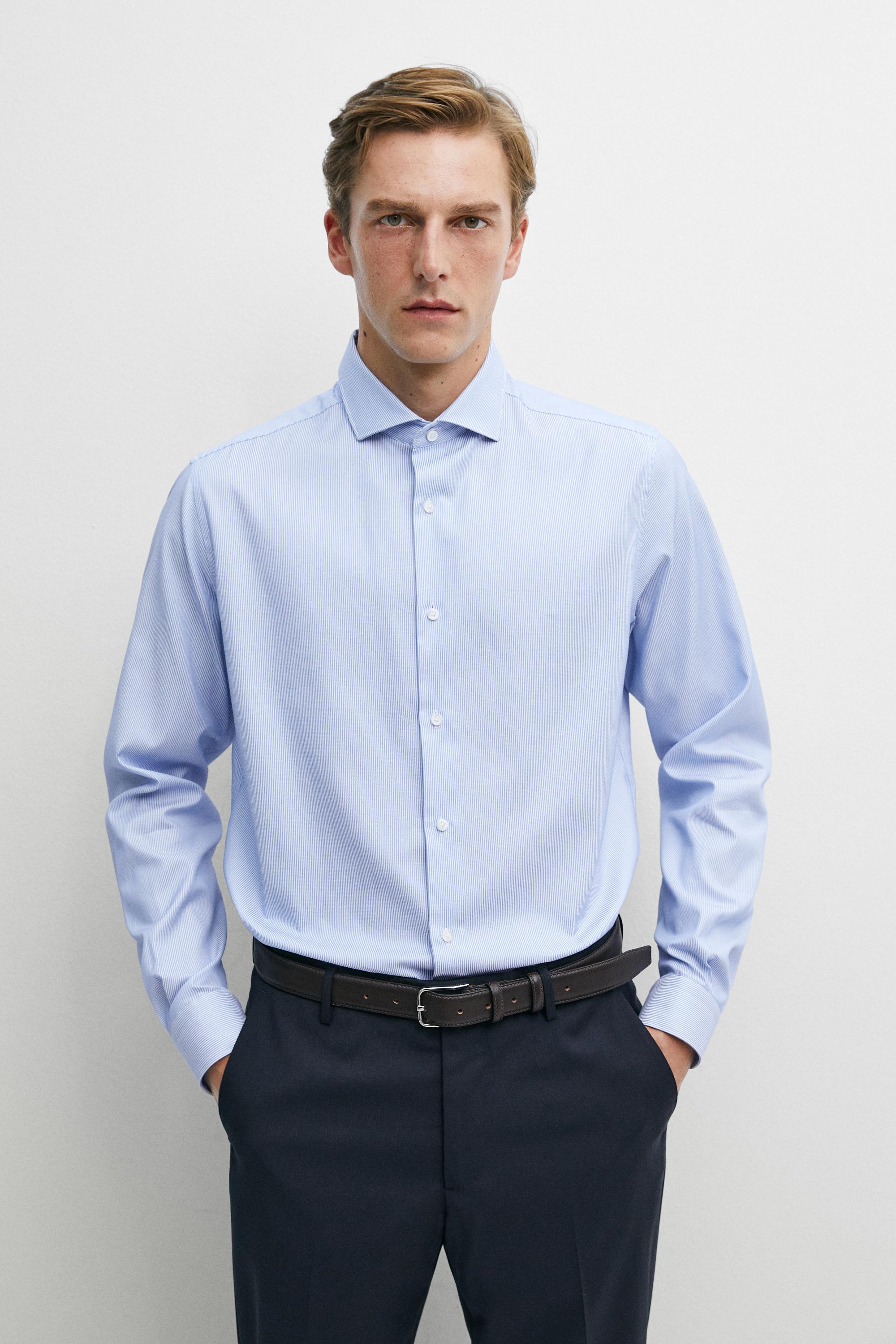 Chemise slim fit à rayures 100 % coton