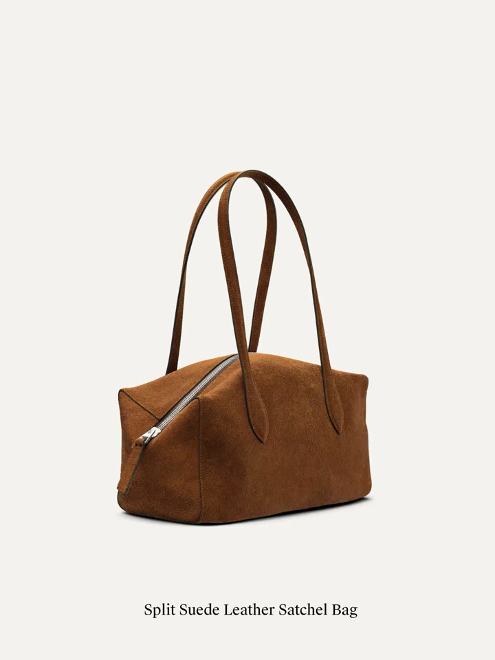 Torba na ramię ze skórzanego zamszu