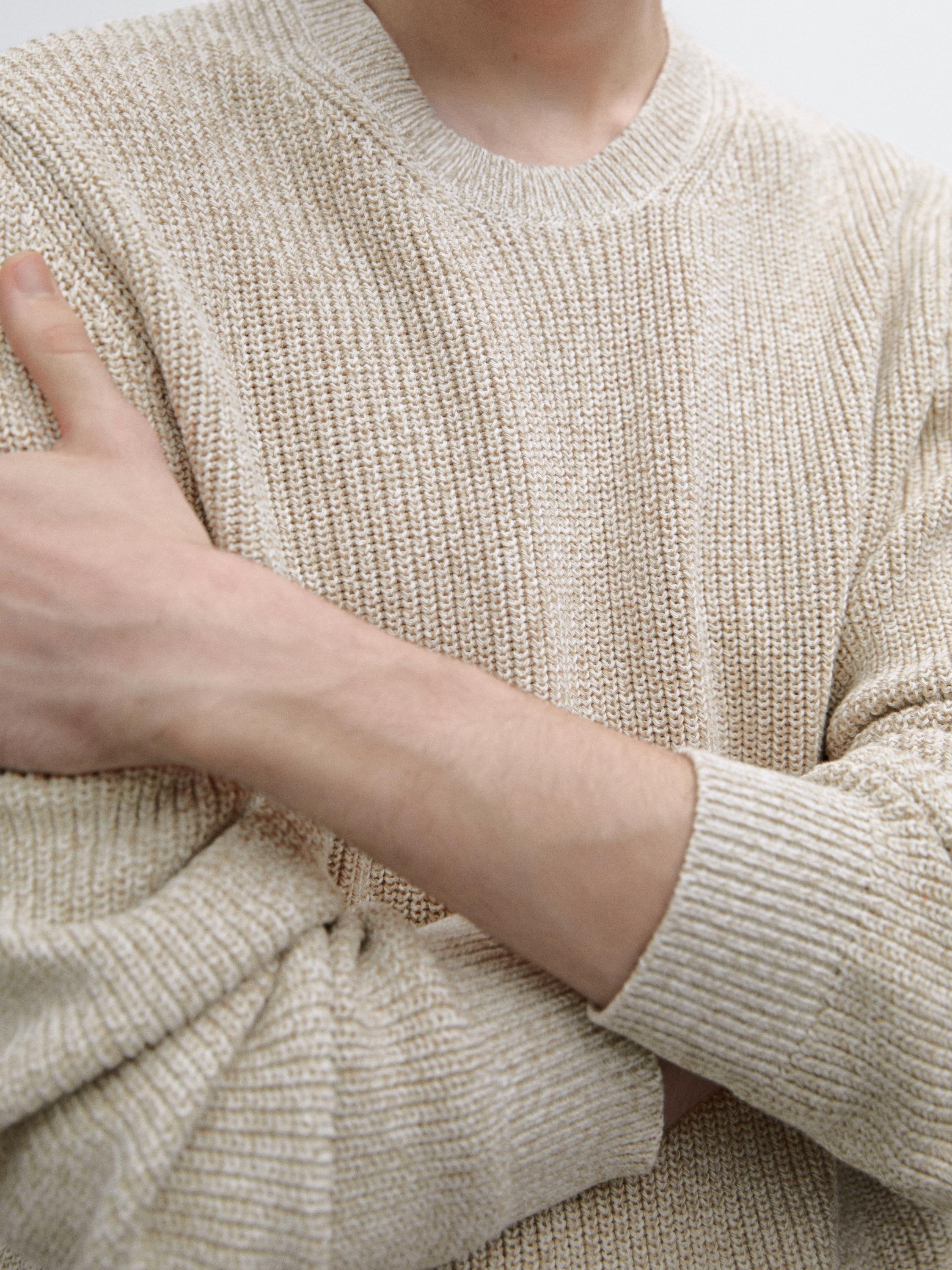 100% cotton ribbed knit sweater