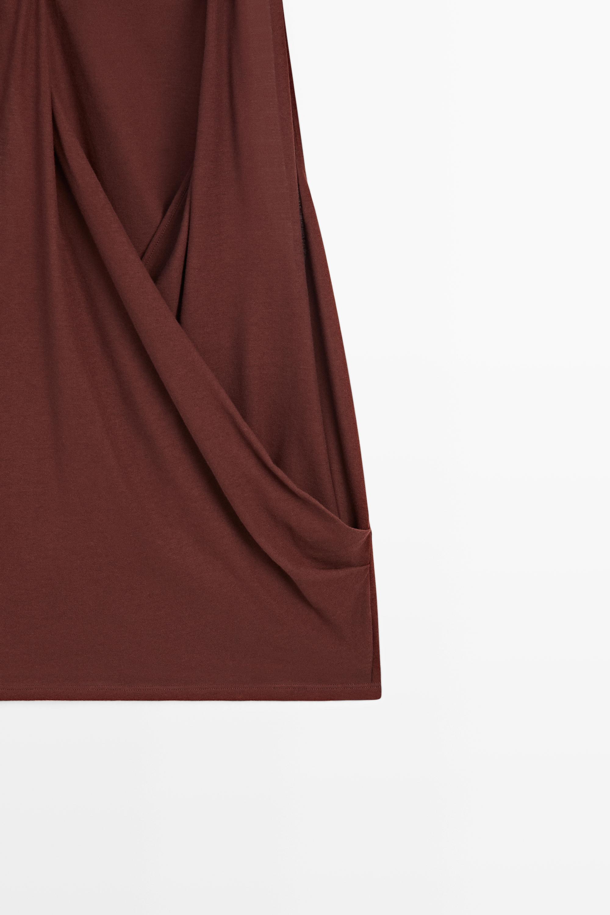100% cotton draped surplice top — BURGUNDY