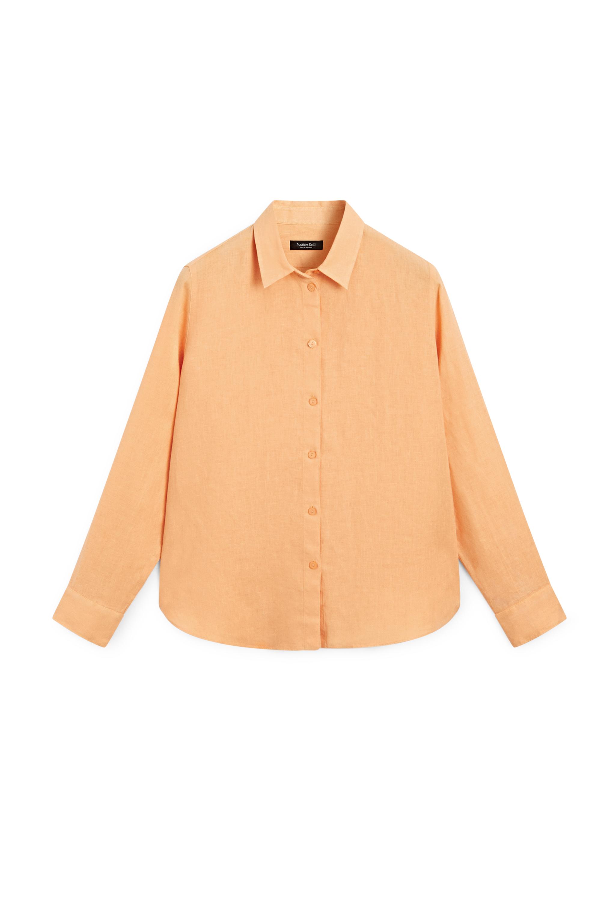 Flowing 100% linen shirt — TANGERINE