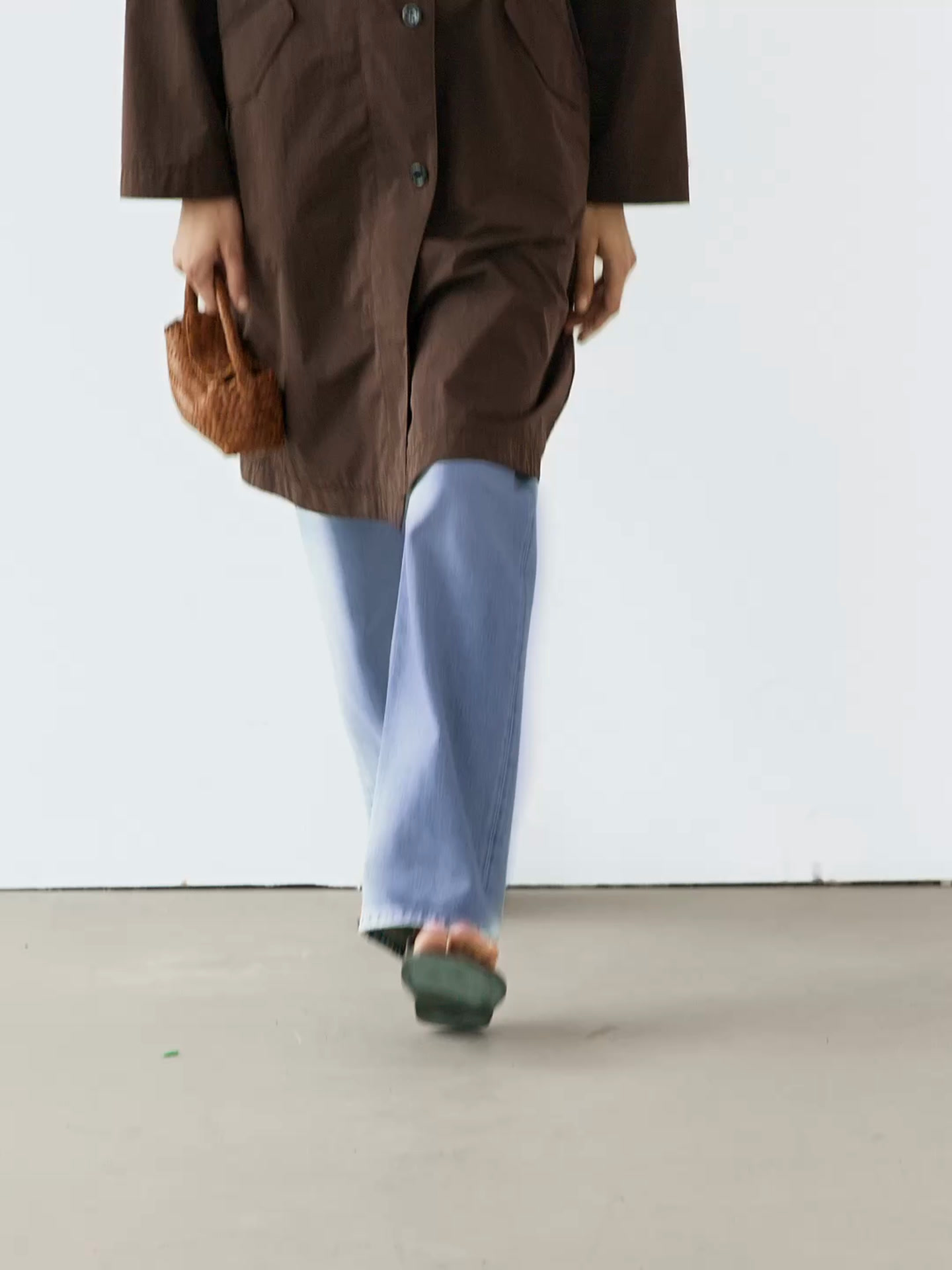 Oversize flowing trench coat in water-repellent fabric