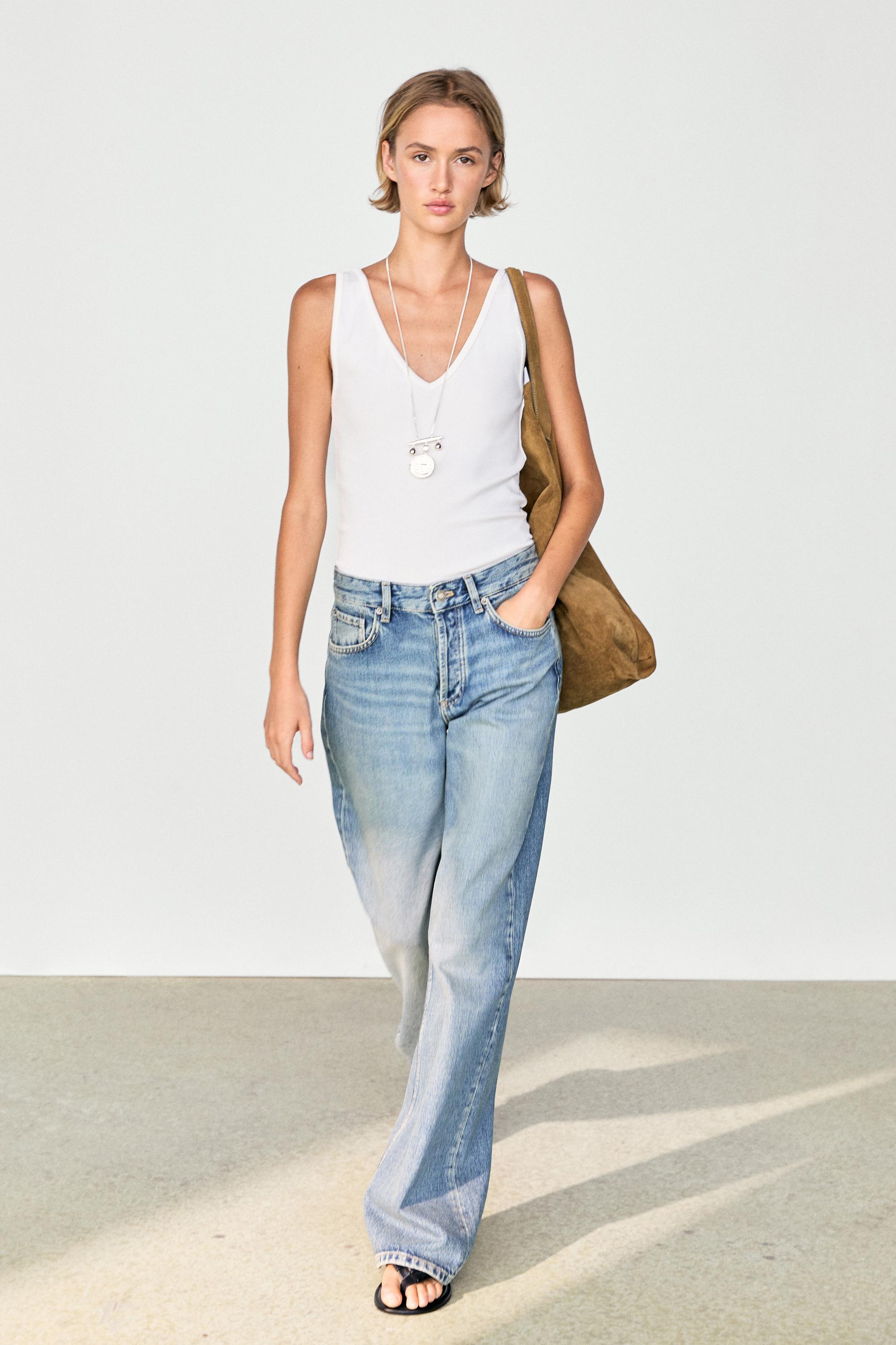Cotton blend strappy top — WHITE