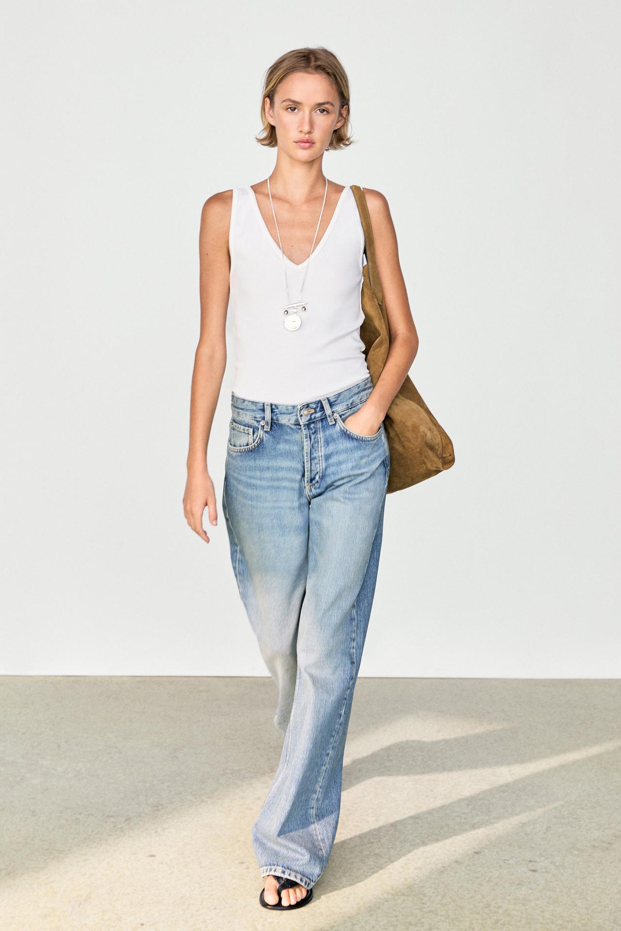 Cotton blend strappy top — WHITE