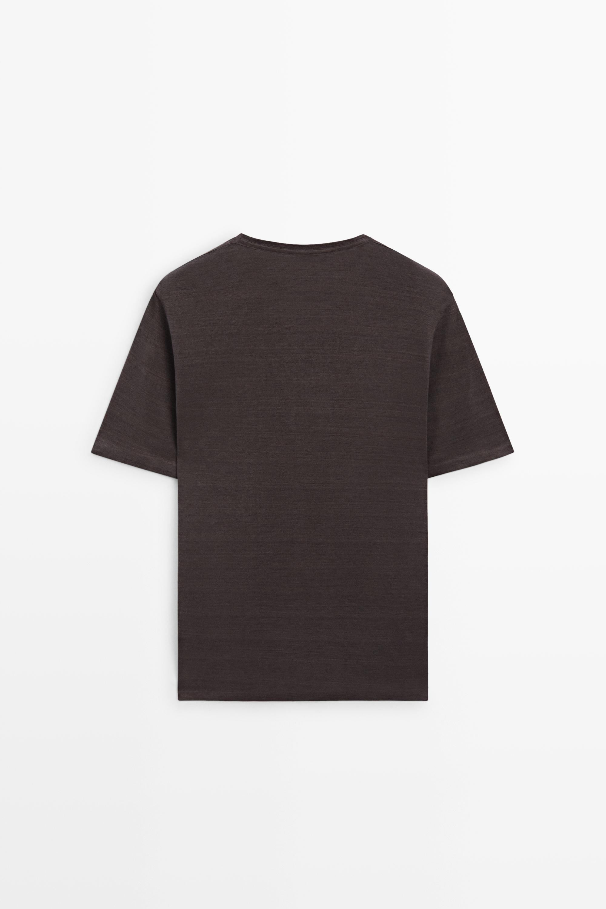 100% linen short sleeve T-shirt — BROWN