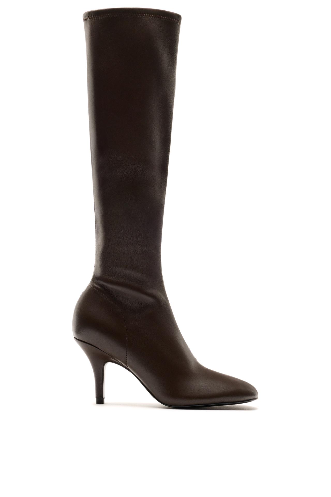 Elastic leather heeled boot - LIMITED EDITION — BROWN