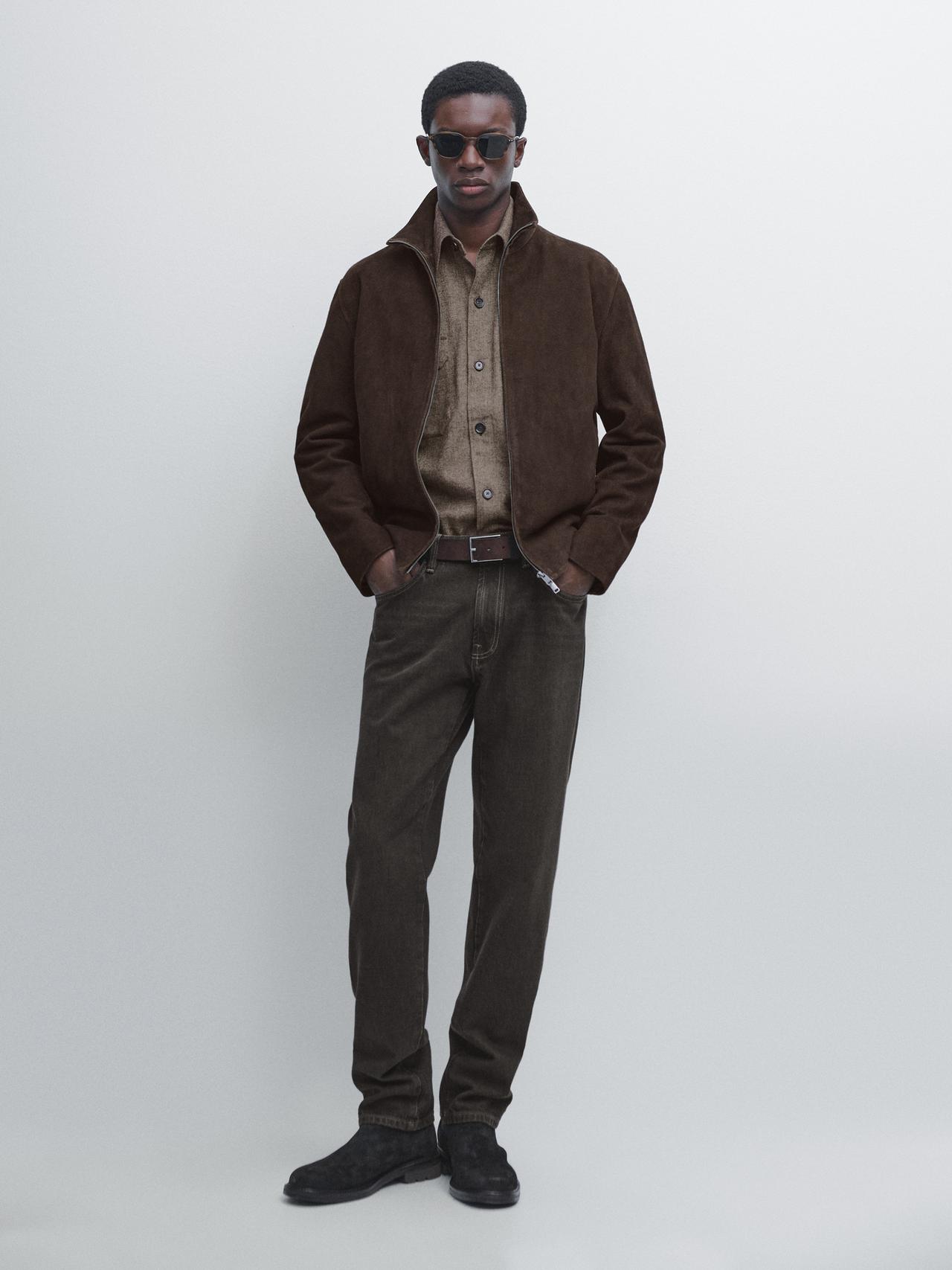 Suede leather jacket — GREY