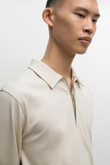 Long sleeve zip detail polo — ICE 8