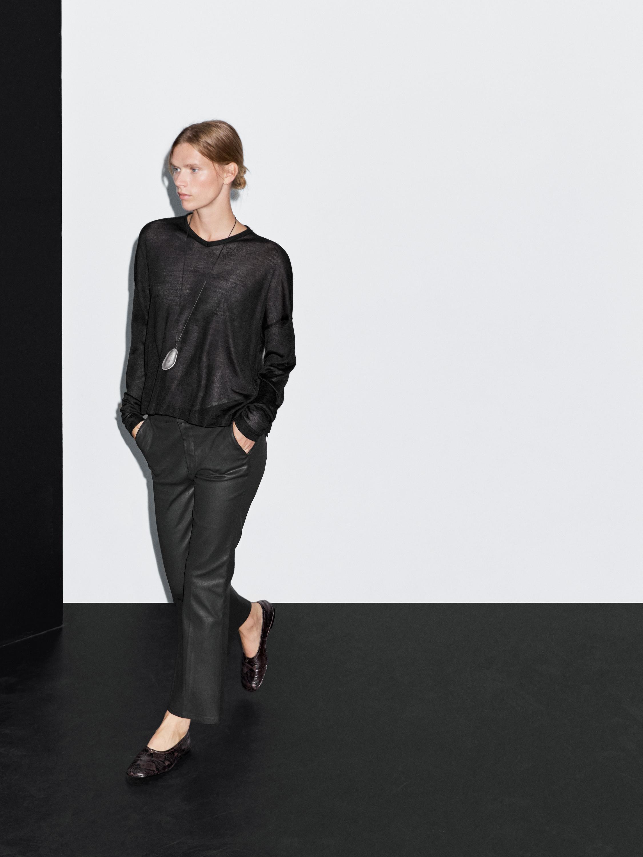Flared cropped broek