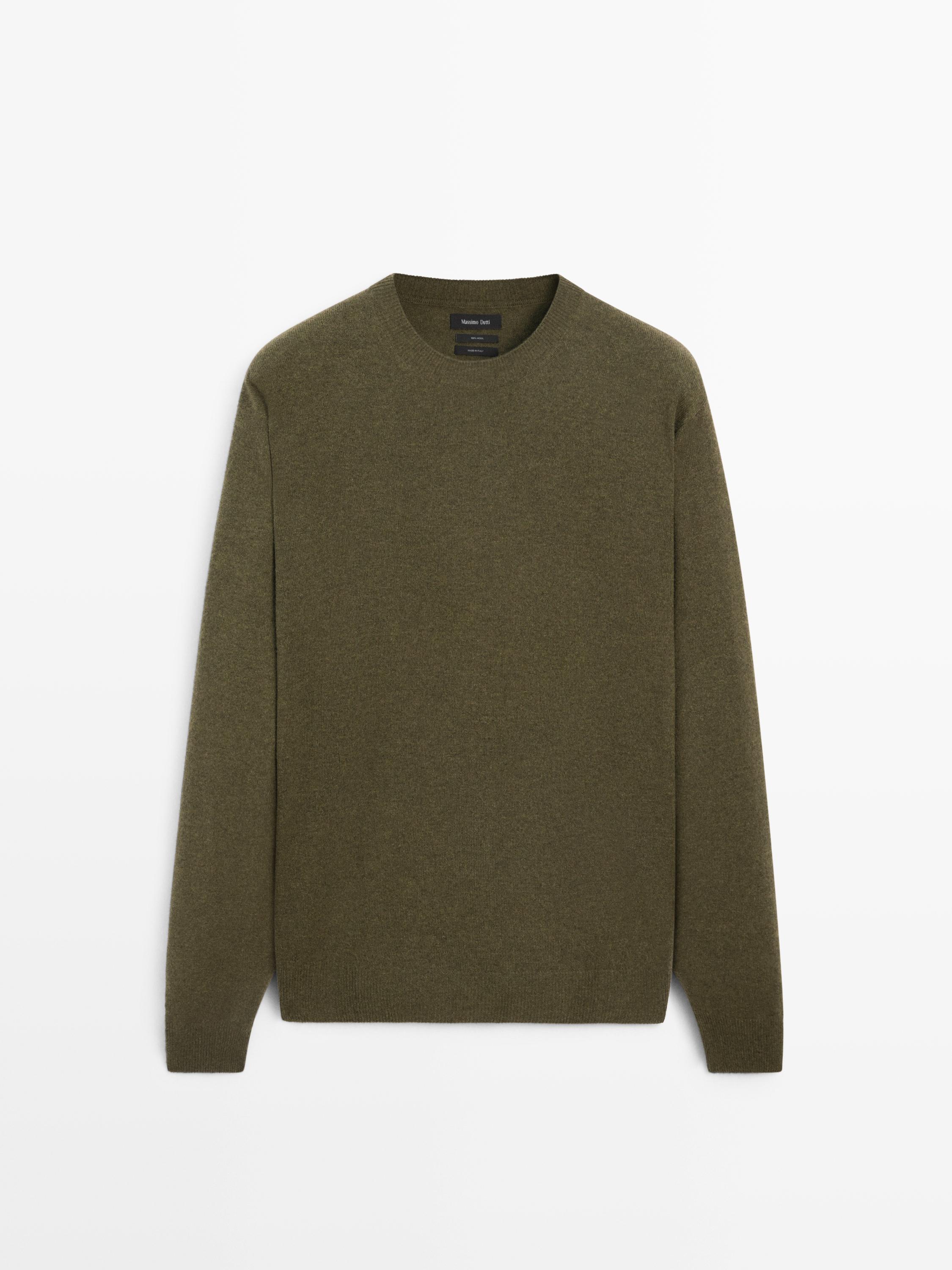 100% wool knit sweater — GREEN MARL