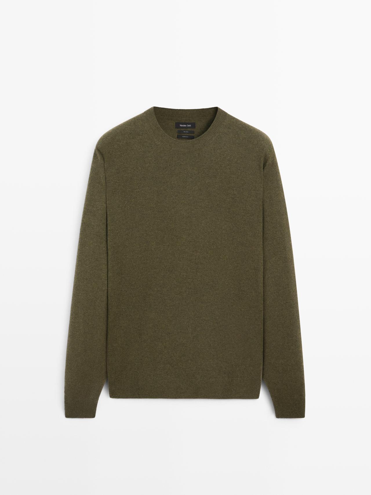 Pull En Maille 100 % Laine - Vert Vigoré - M - Massimo Dutti - Homme
