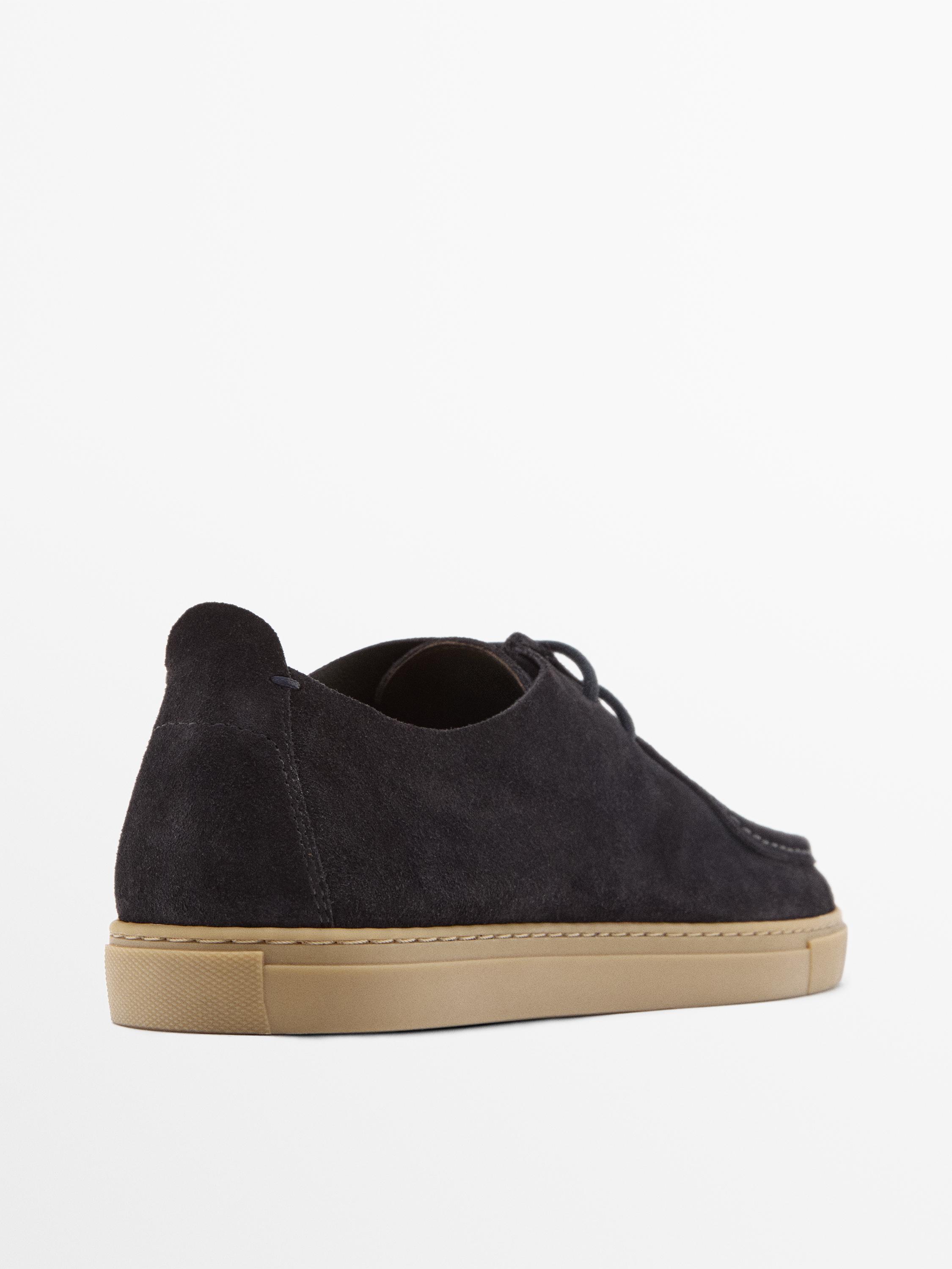 Soft leather moc toe shoes — Dark blue