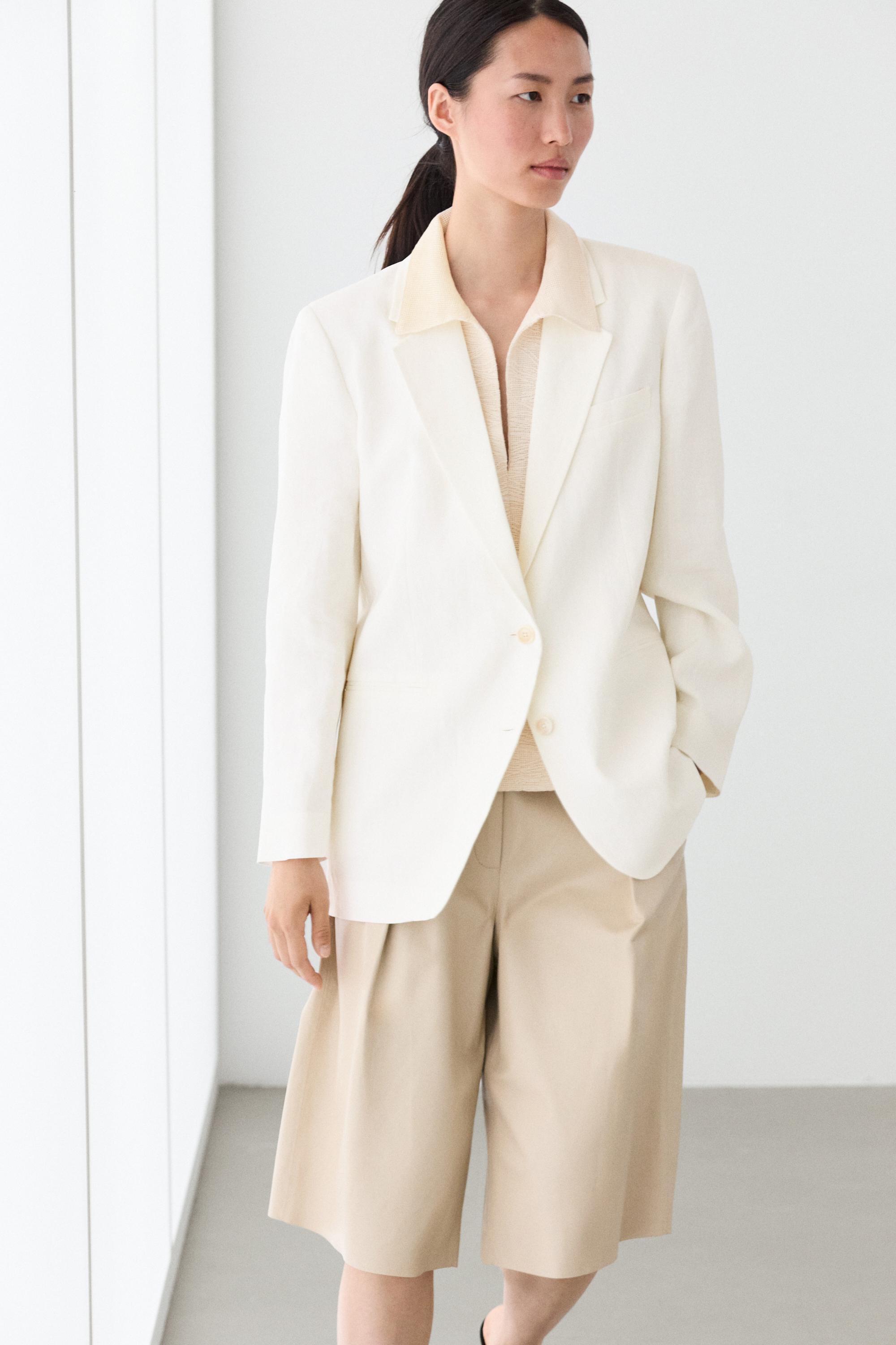 100% linen oversize blazer — Off white