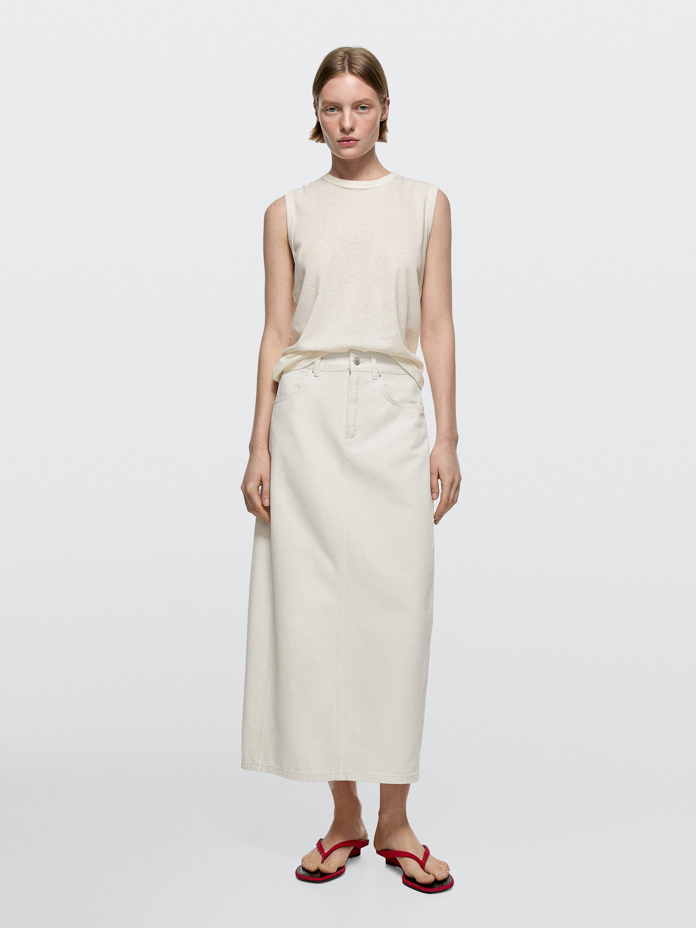 Barrel fit denim midi skirt — CREAM