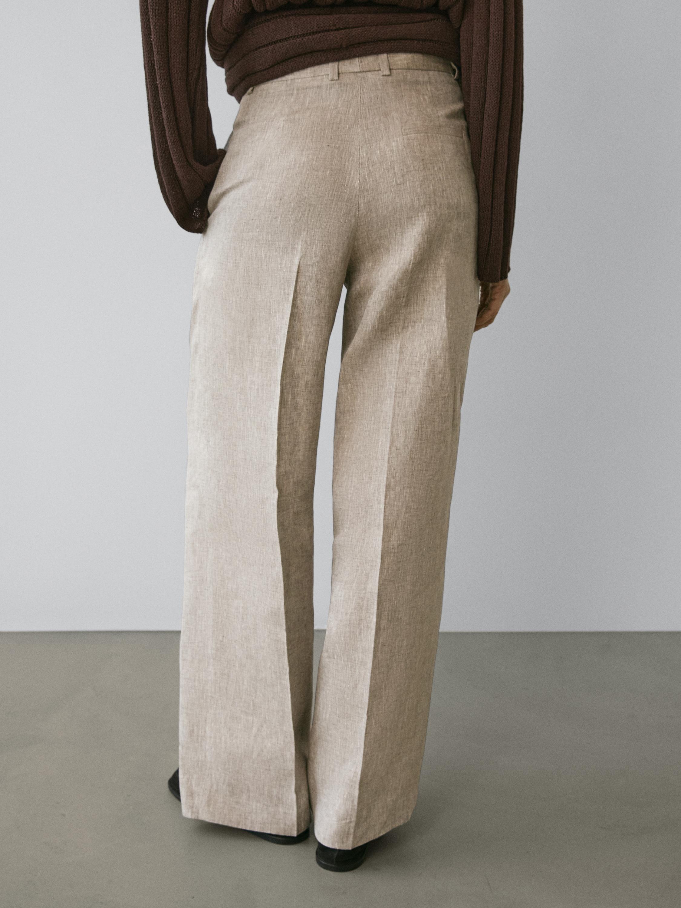 Linen suit trousers — BEIGE