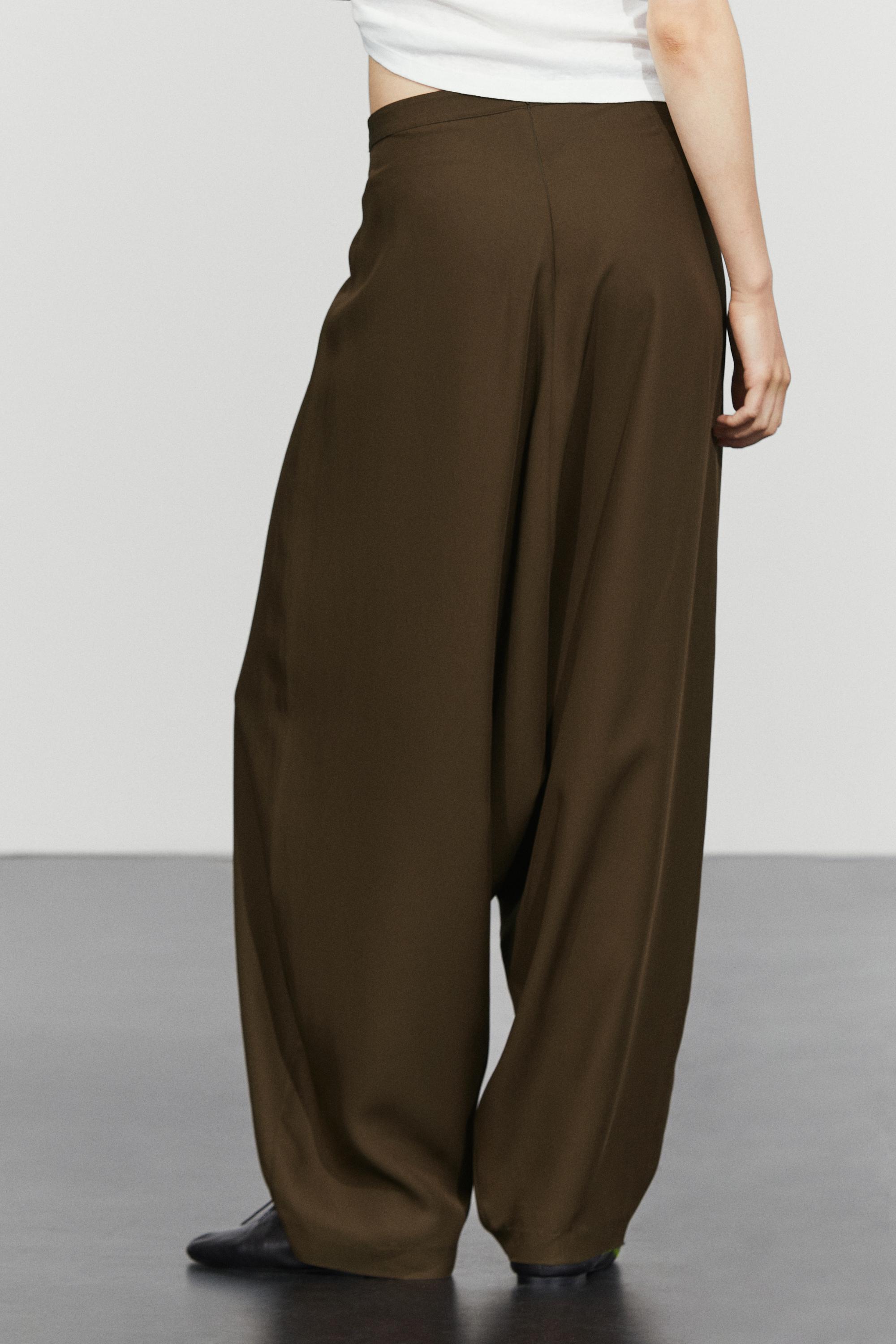 Flowing baggy pants — BROWN MARL