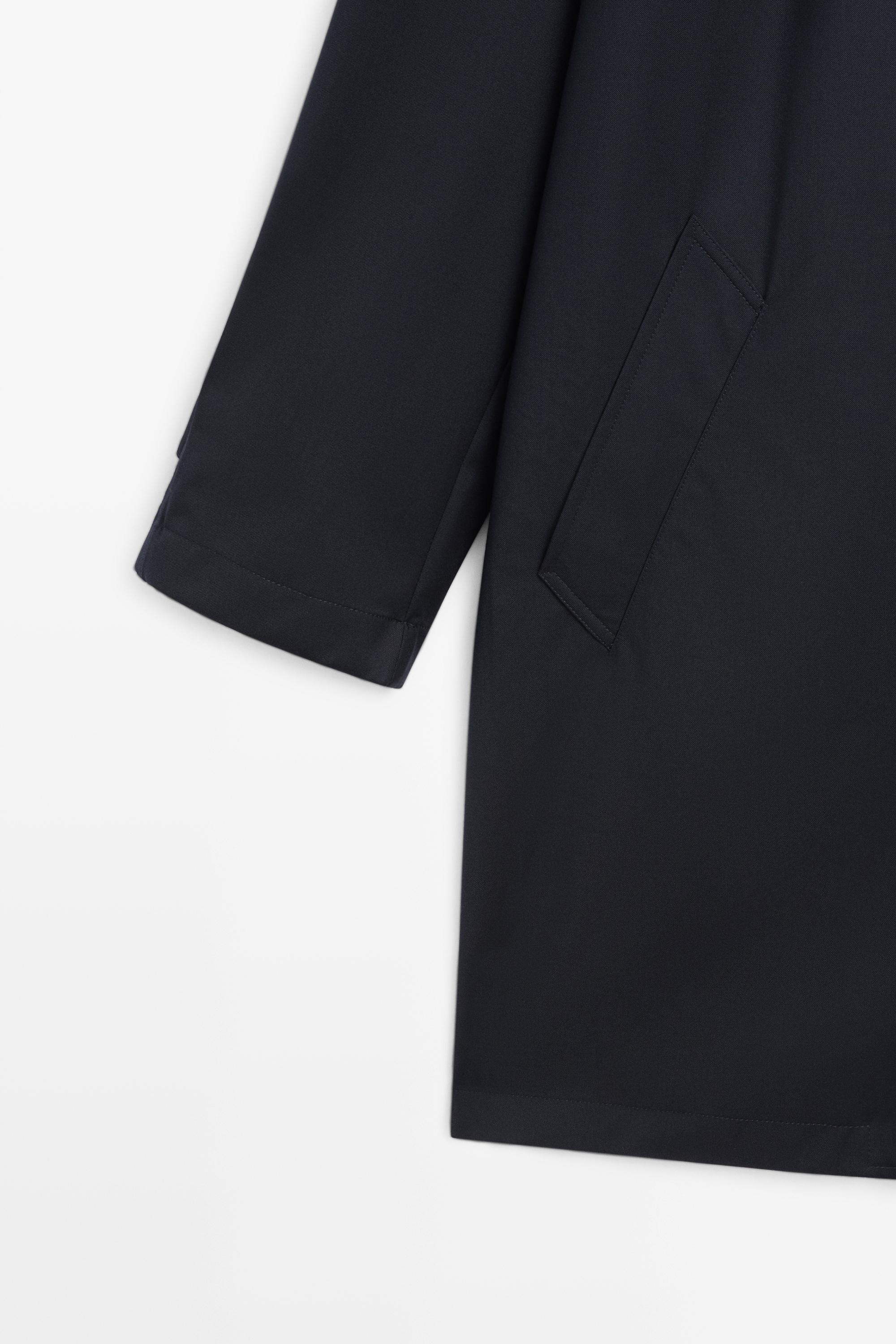 100% Wool Trench Coat — NAVY BLUE