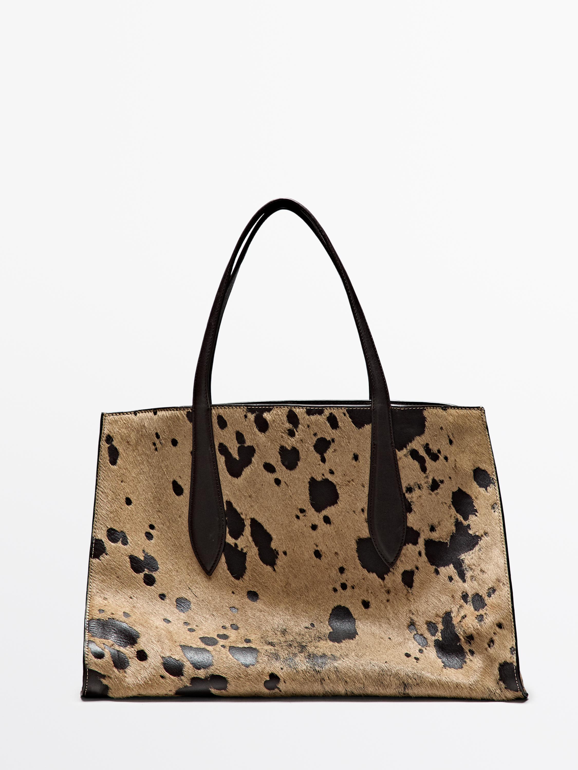 Animal print hair-on leather maxi icon bag