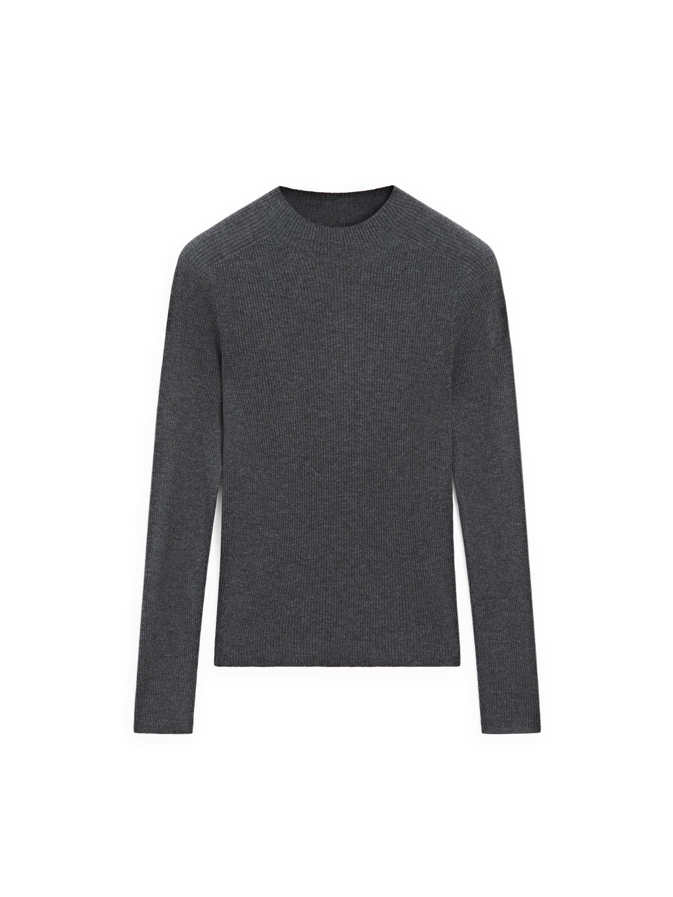 Ribbed knit mock turtleneck sweater — ANTHRACITE GREY