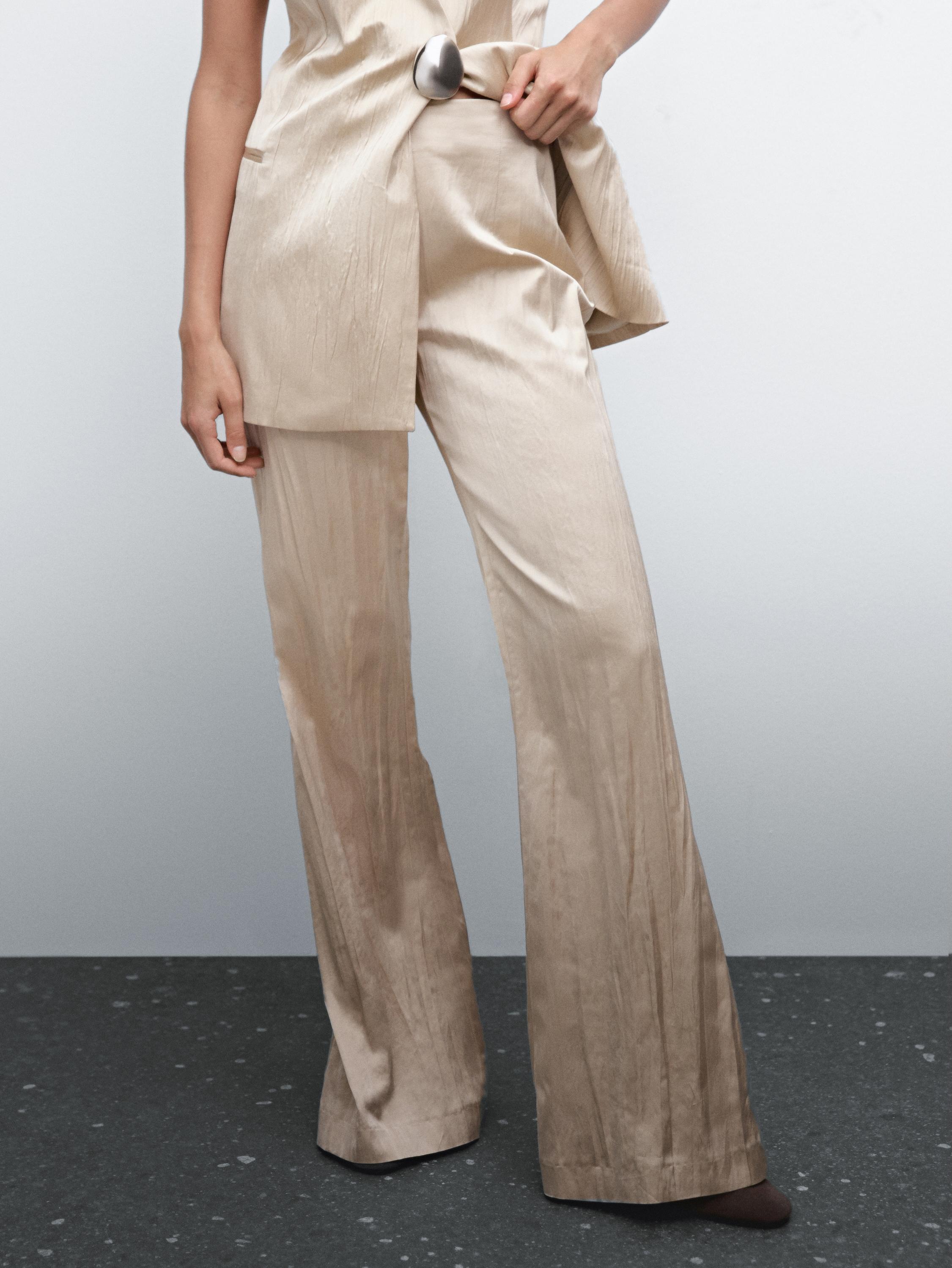 Satin flared fit trousers
