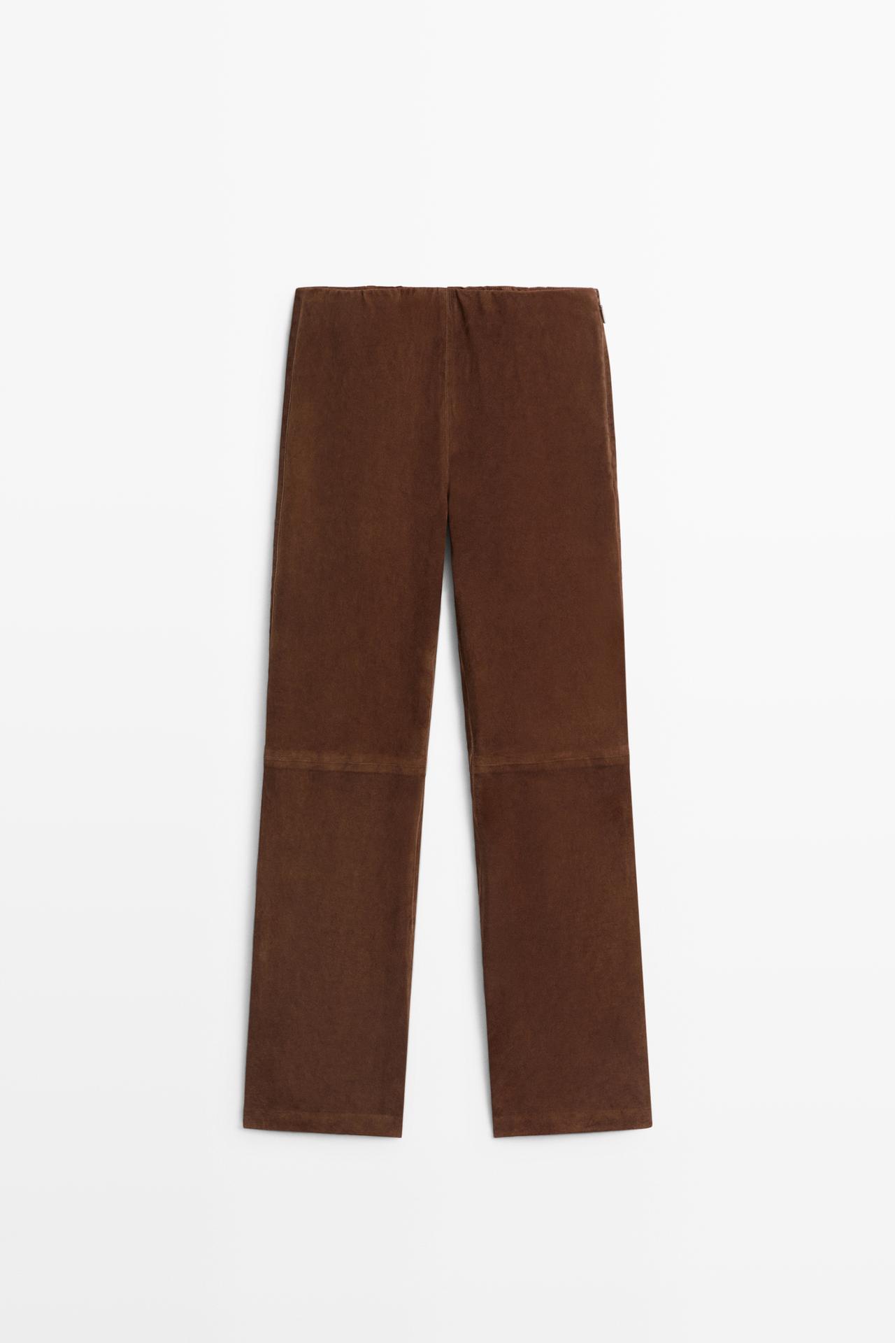 Flare fit suede pants — BROWN