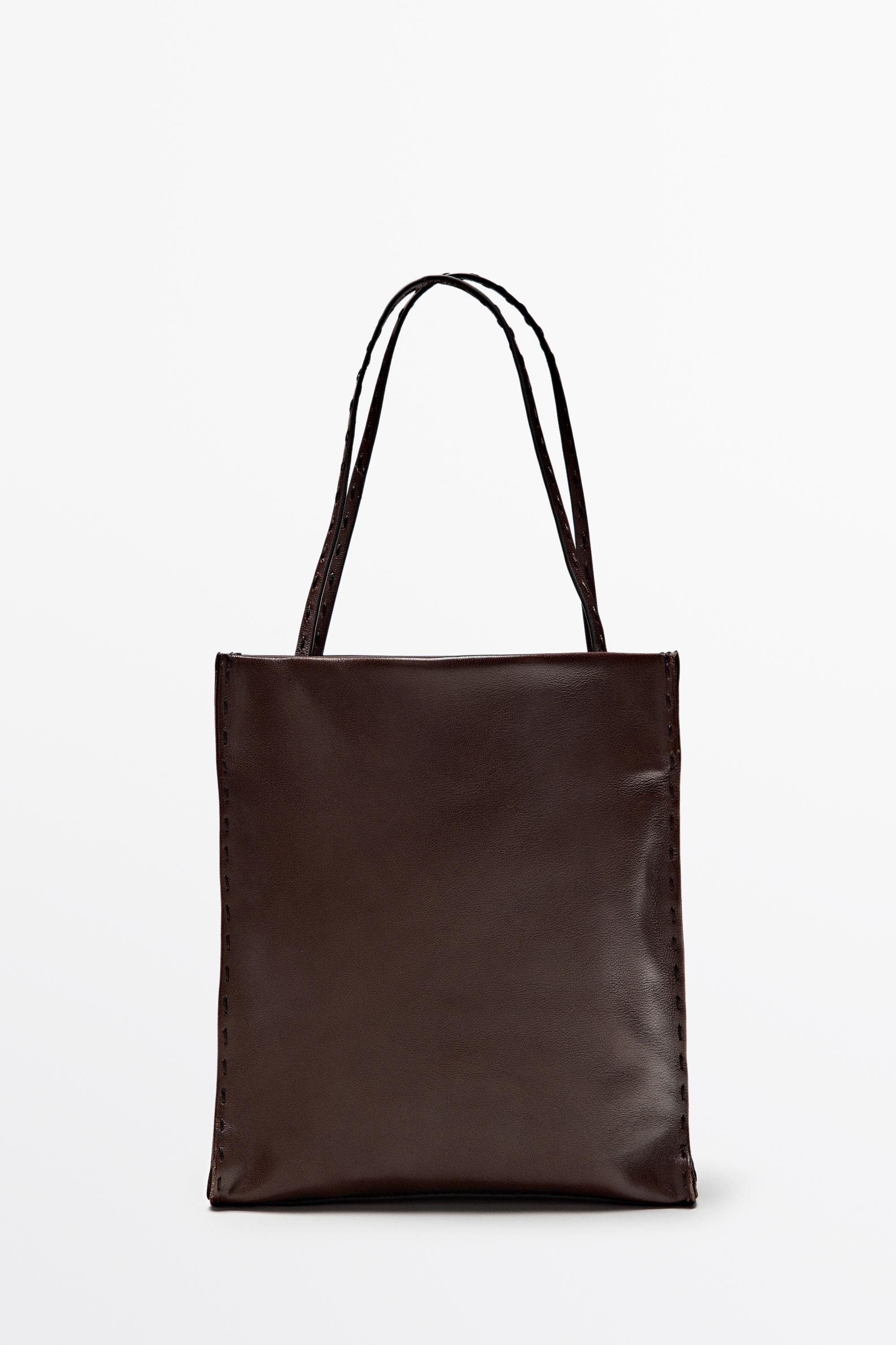 Nappa leather double compartment bag — BROWN
