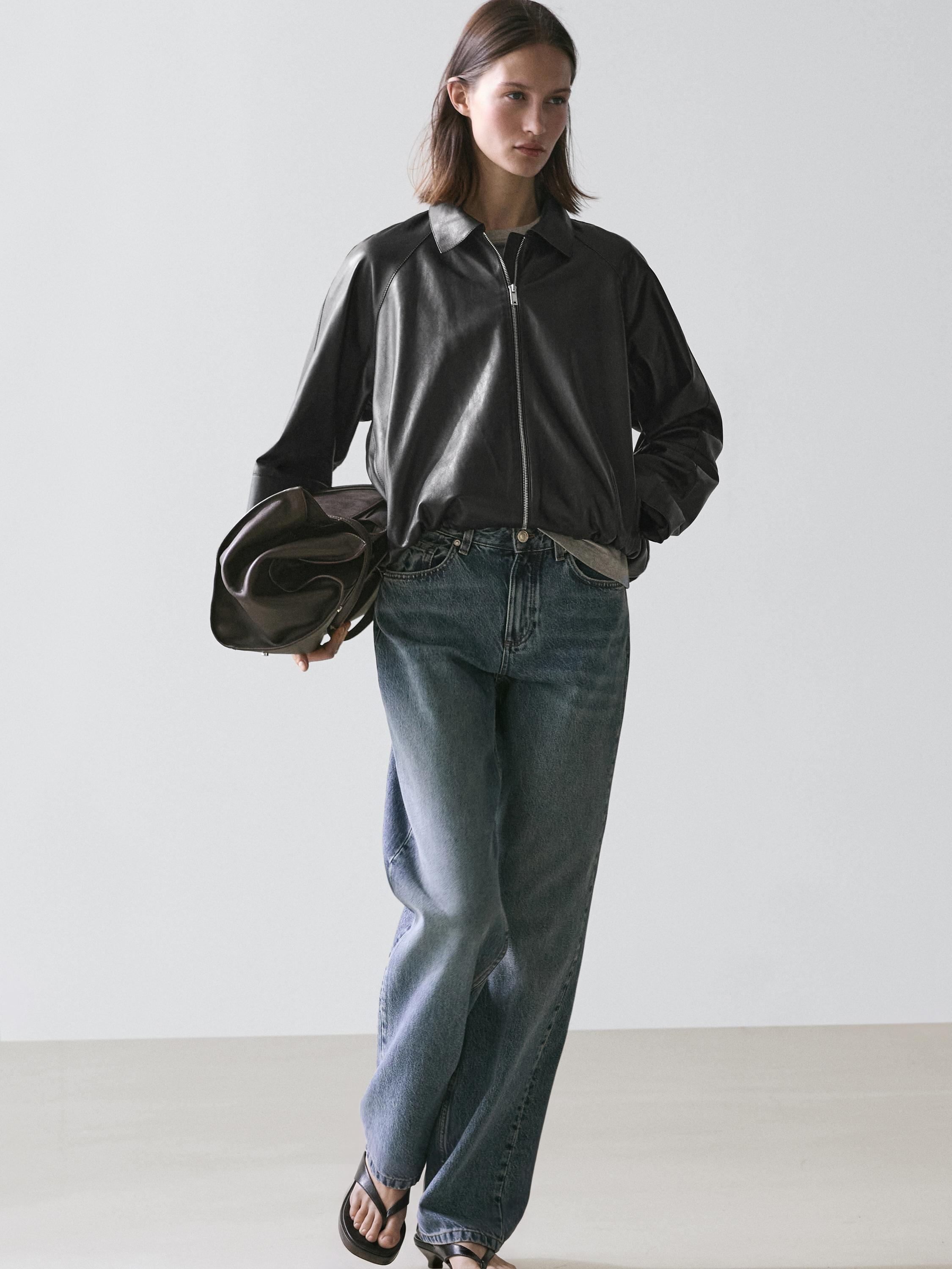 Cazadora oversize pel napa